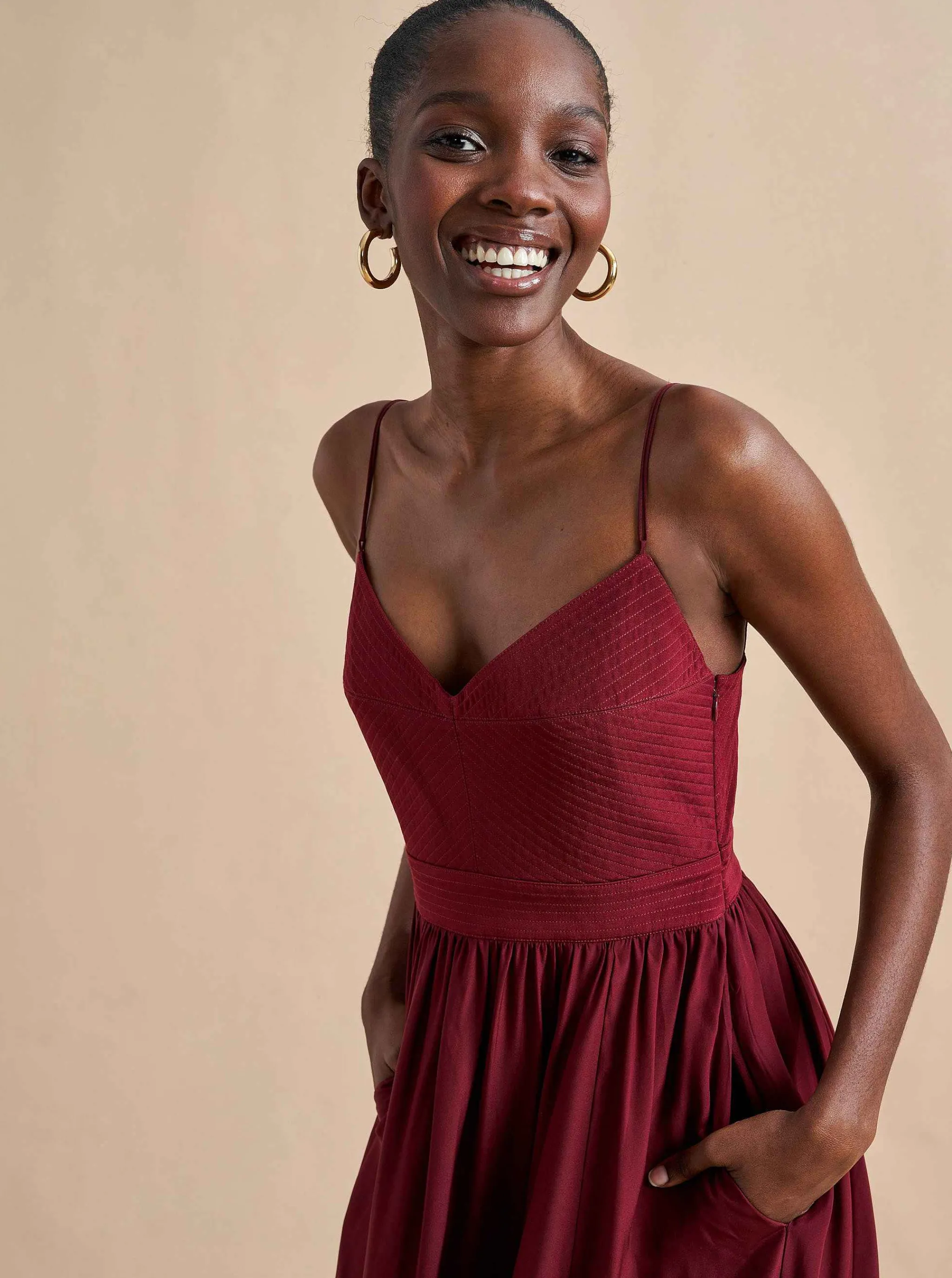 La Ligne Midi Dresses*Tracy Dress Burgundy