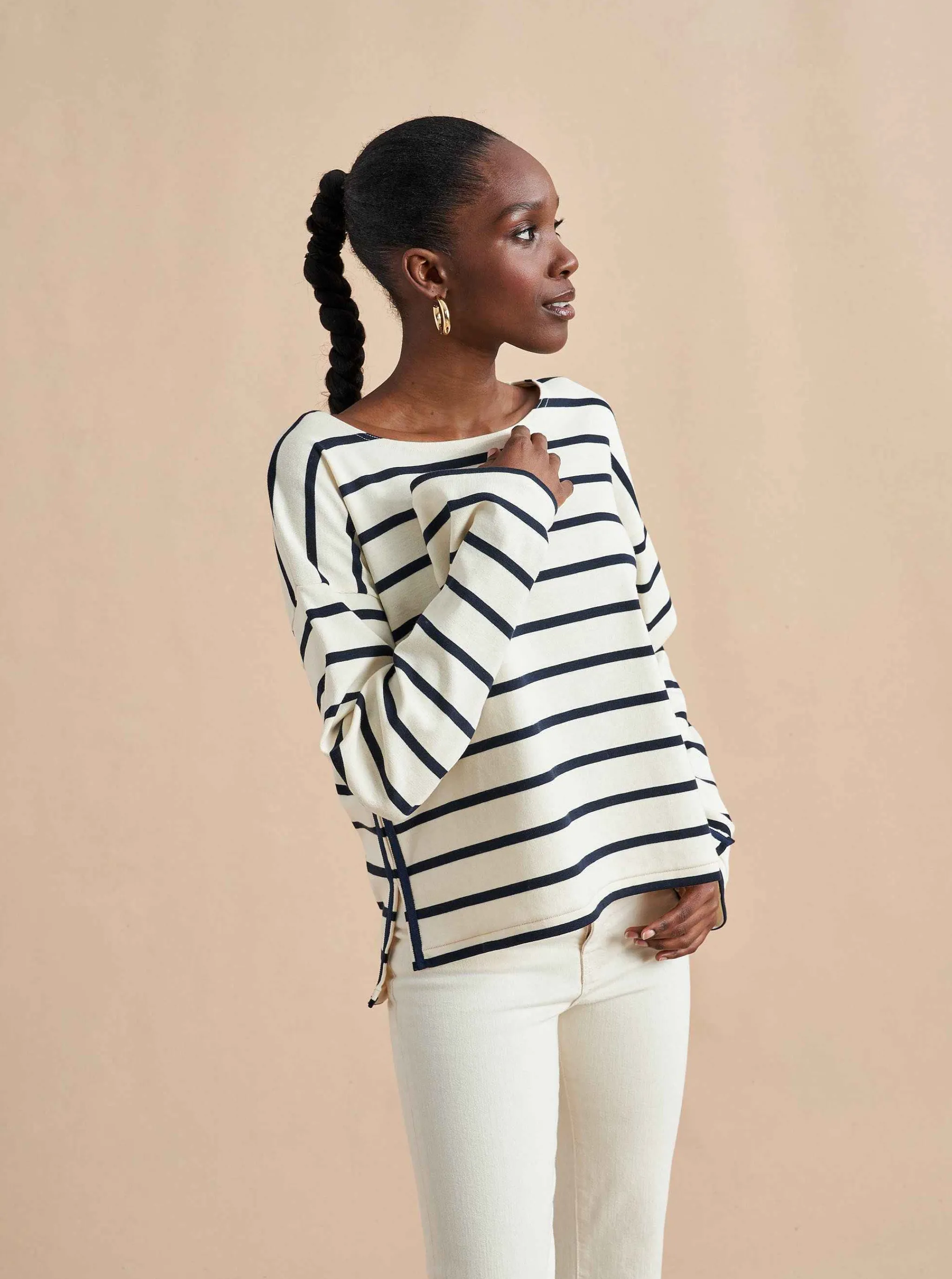 La Ligne Tees*Breton Long Sleeve Tee Cream/Navy