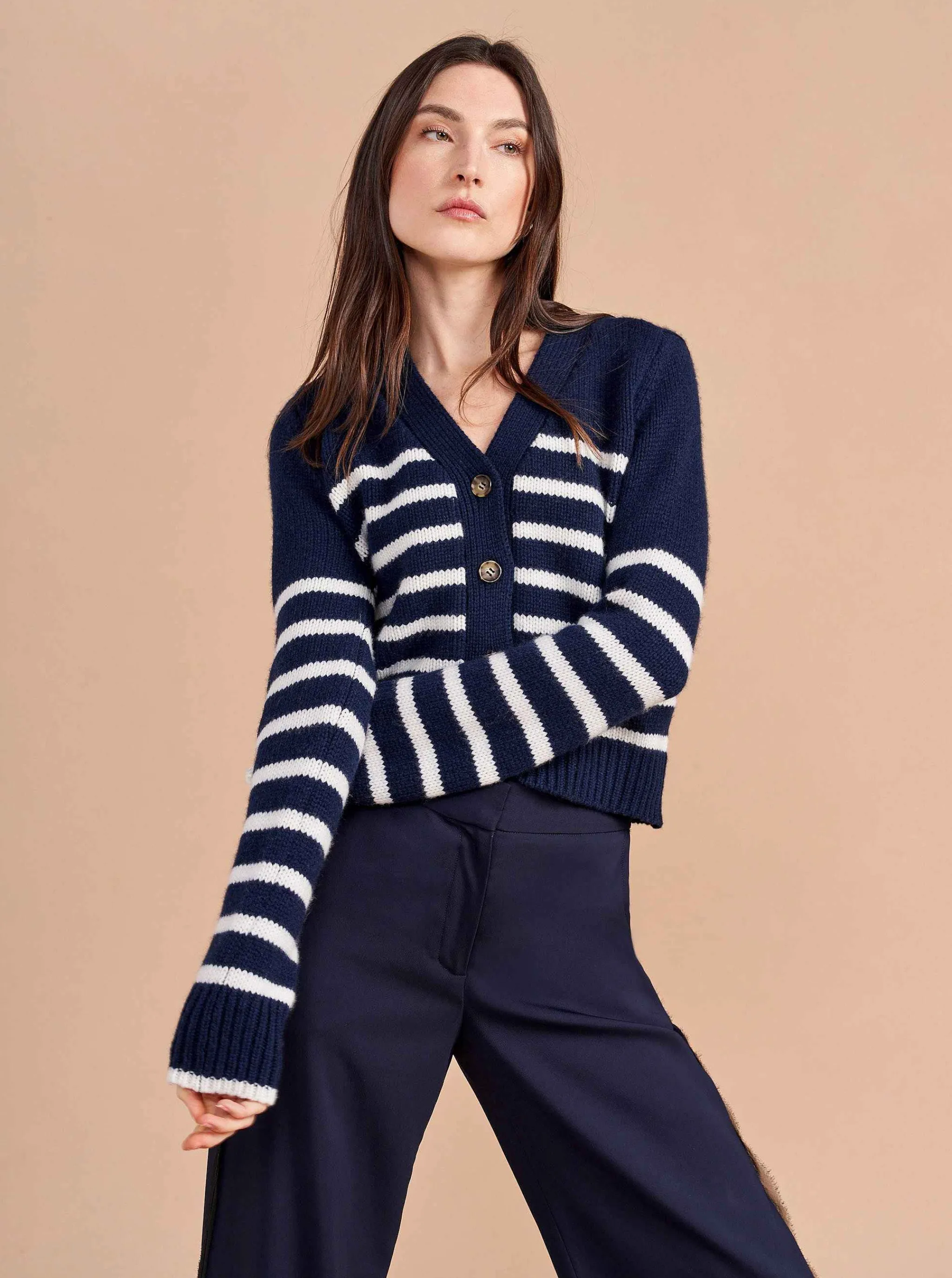 La Ligne Cardigans*Mini Marin Cardigan Navy/Cream