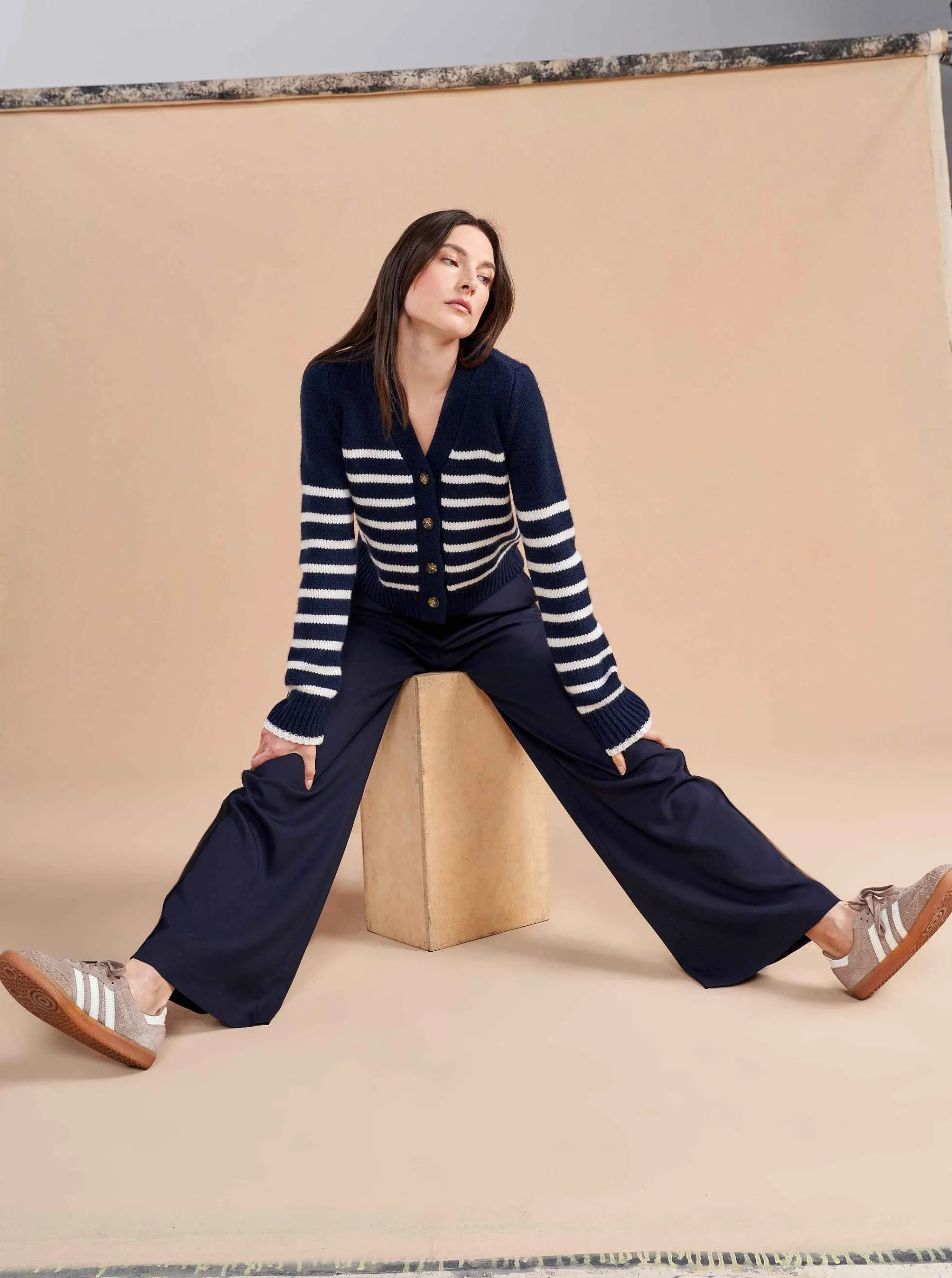 La Ligne Cardigans*Mini Marin Cardigan Navy/Cream