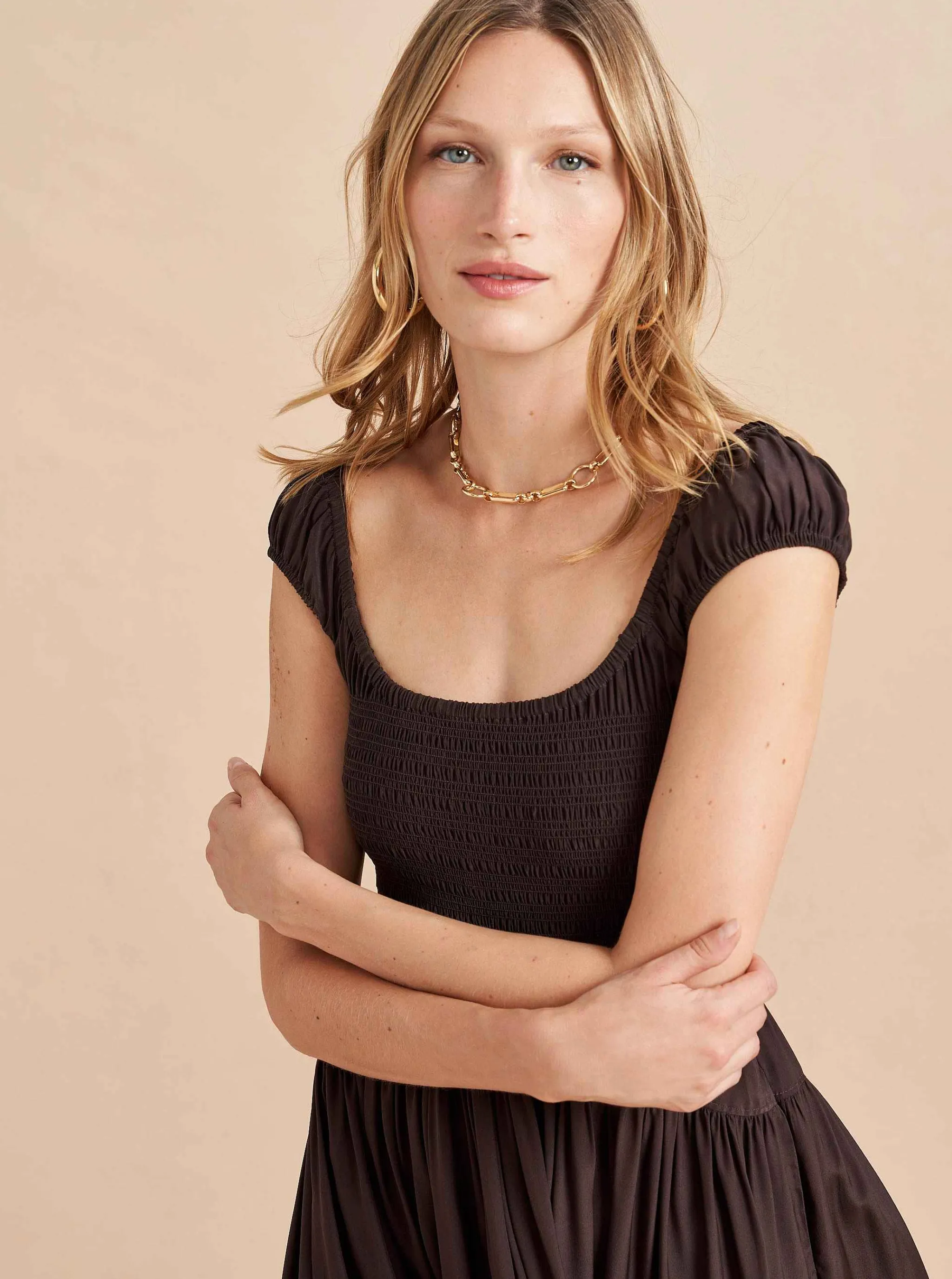 La Ligne Midi Dresses*Silk Vivian Dress Chocolate