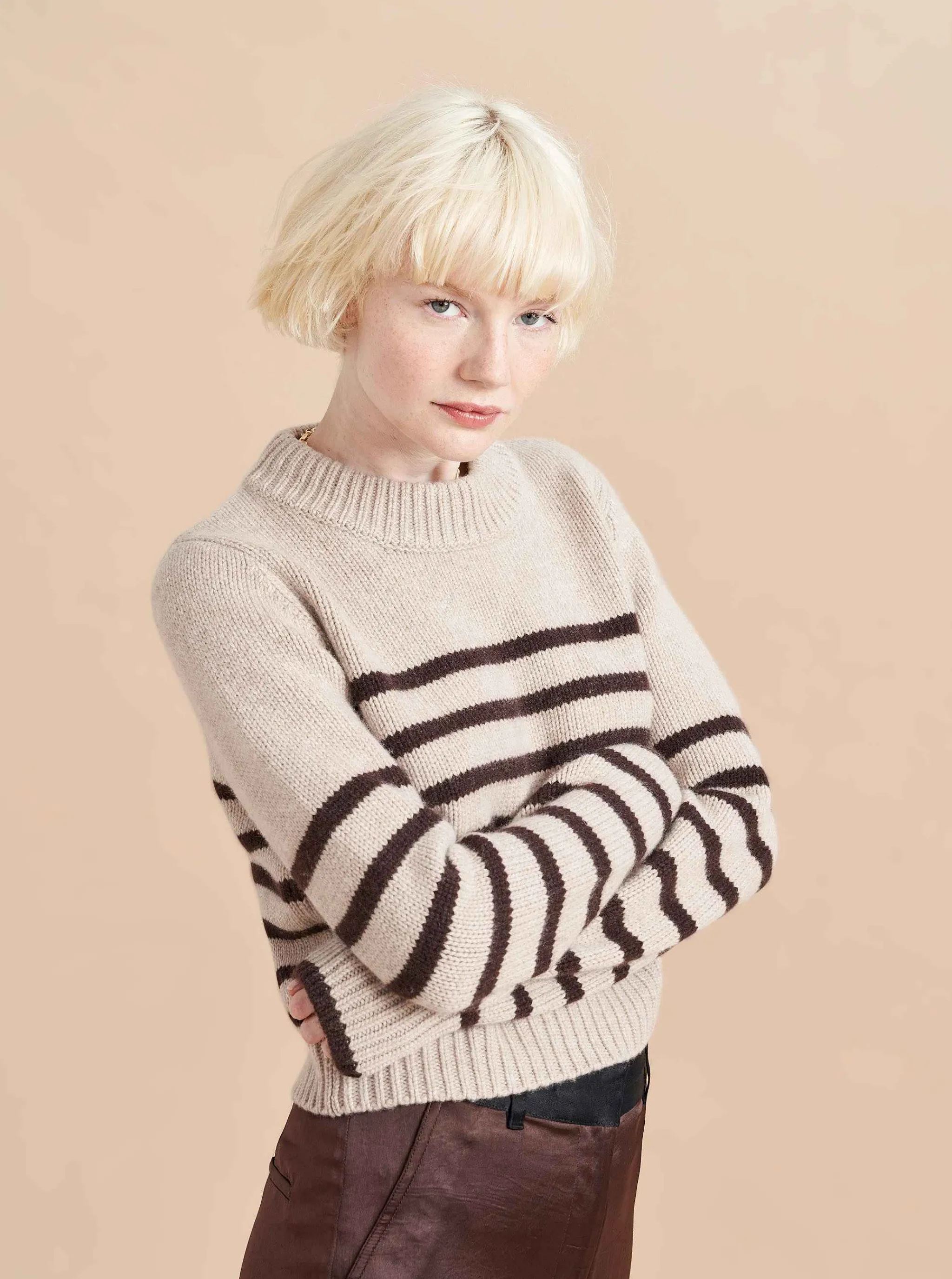 La Ligne Sweaters*Mini Marin Sweater Tan/Chocolate