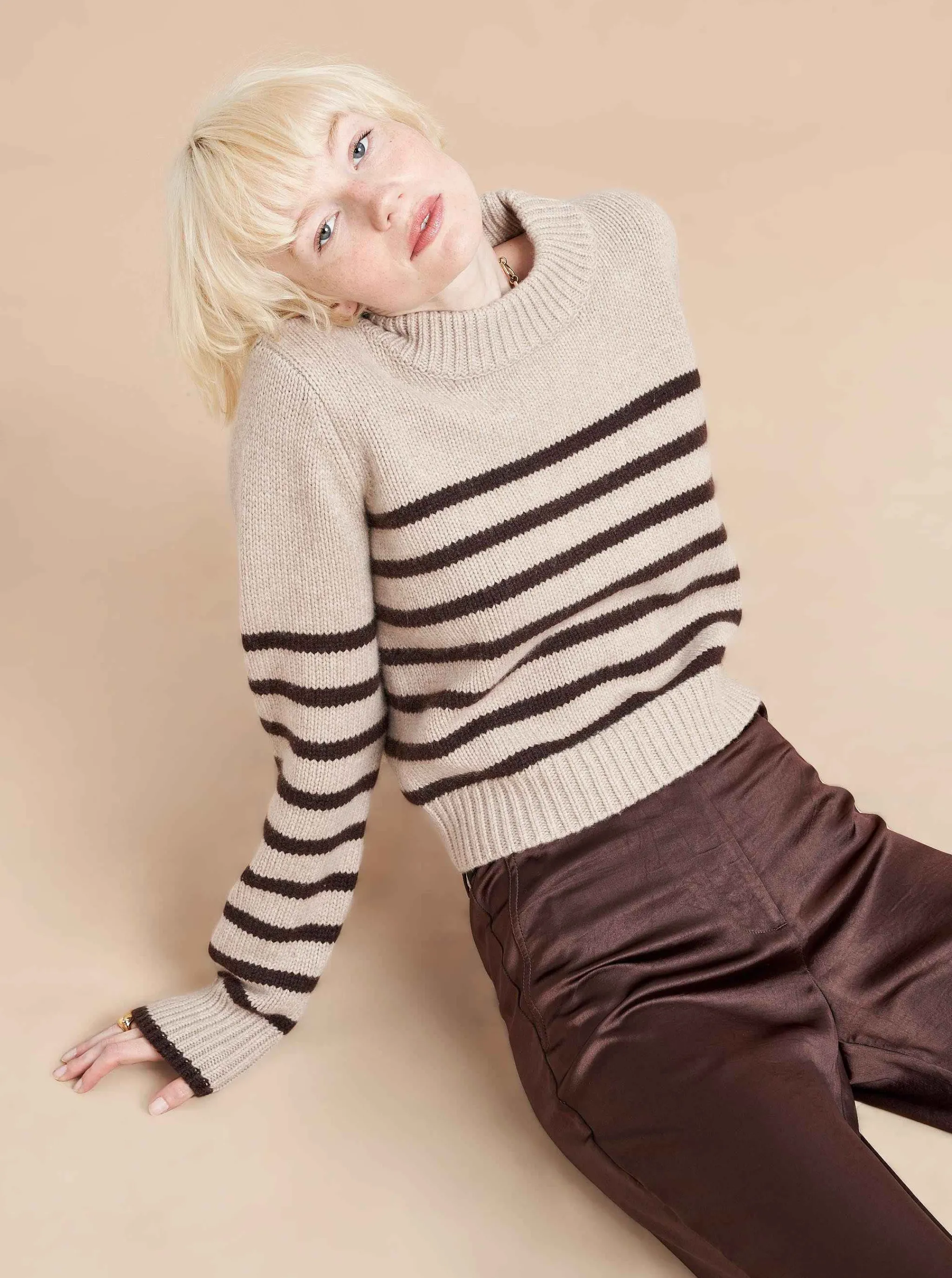 La Ligne Sweaters*Mini Marin Sweater Tan/Chocolate