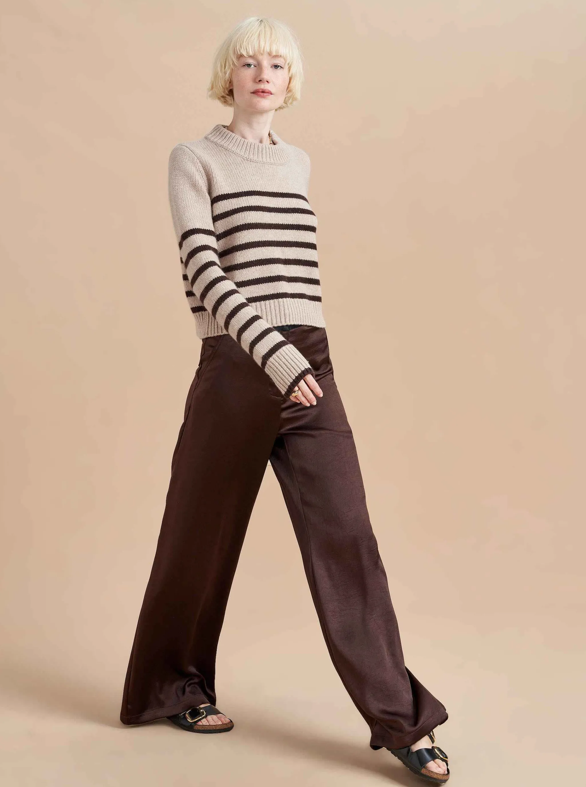 La Ligne Sweaters*Mini Marin Sweater Tan/Chocolate