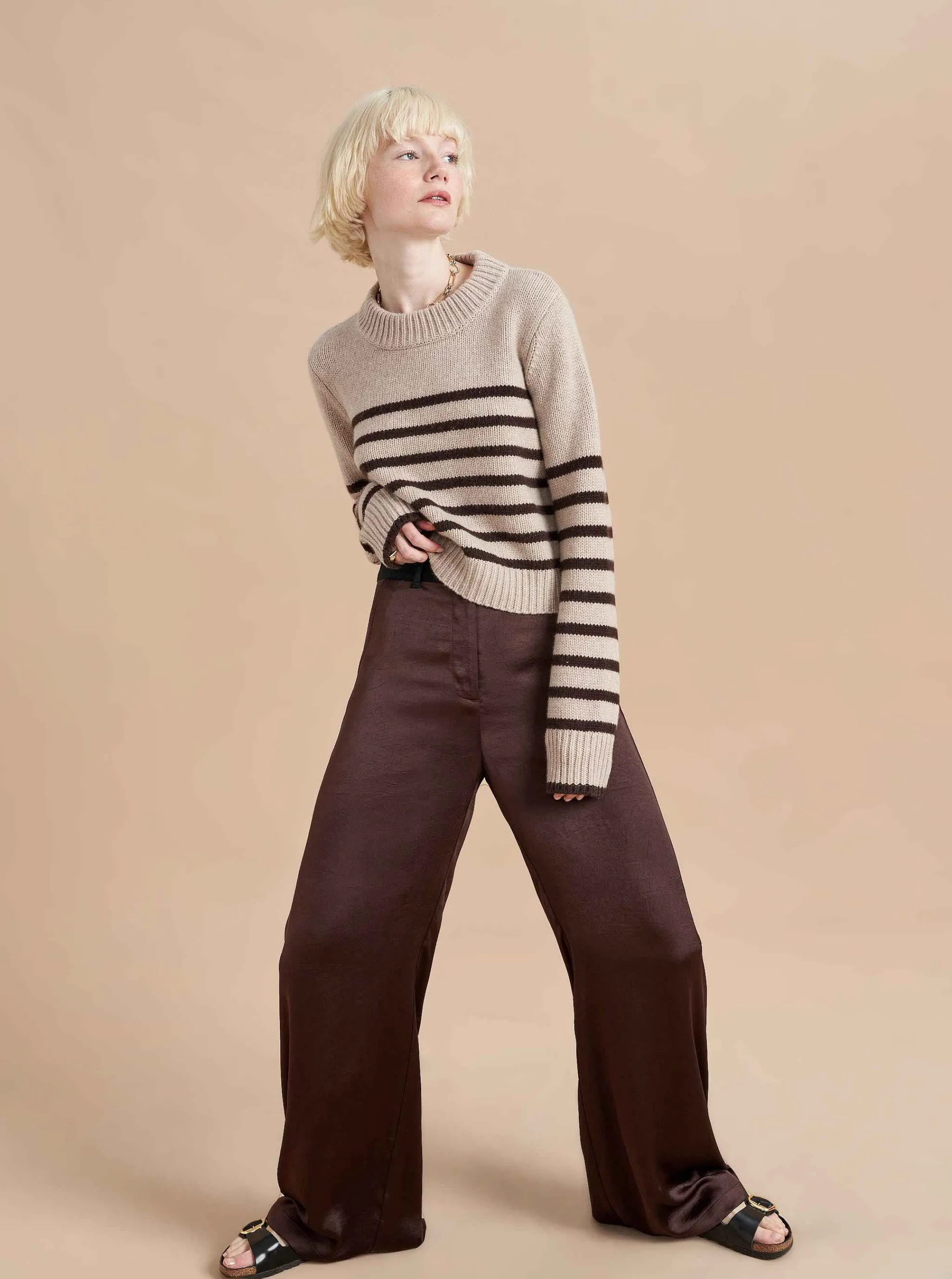 La Ligne Sweaters*Mini Marin Sweater Tan/Chocolate