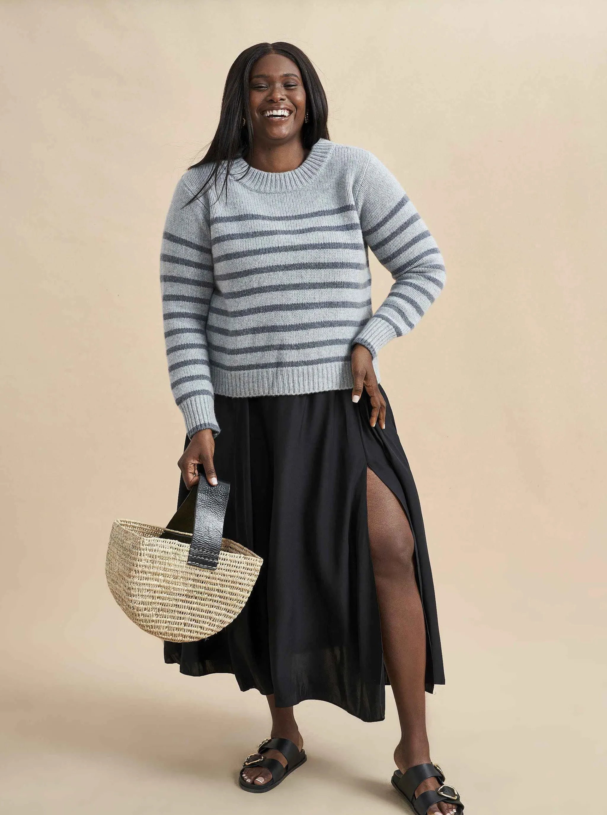 La Ligne Sweaters*Mini Marin Sweater Grey/Dark Grey