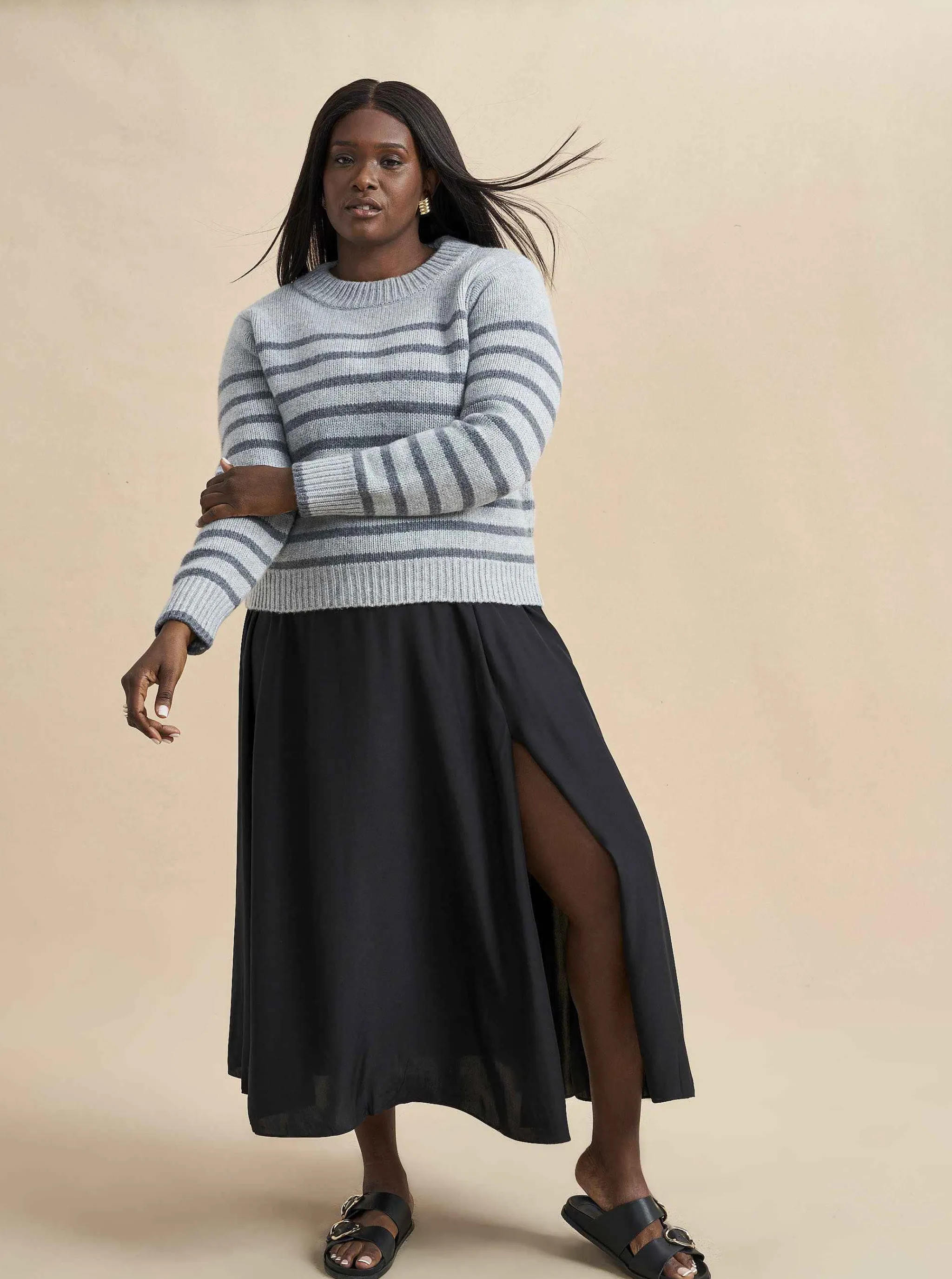 La Ligne Sweaters*Mini Marin Sweater Grey/Dark Grey