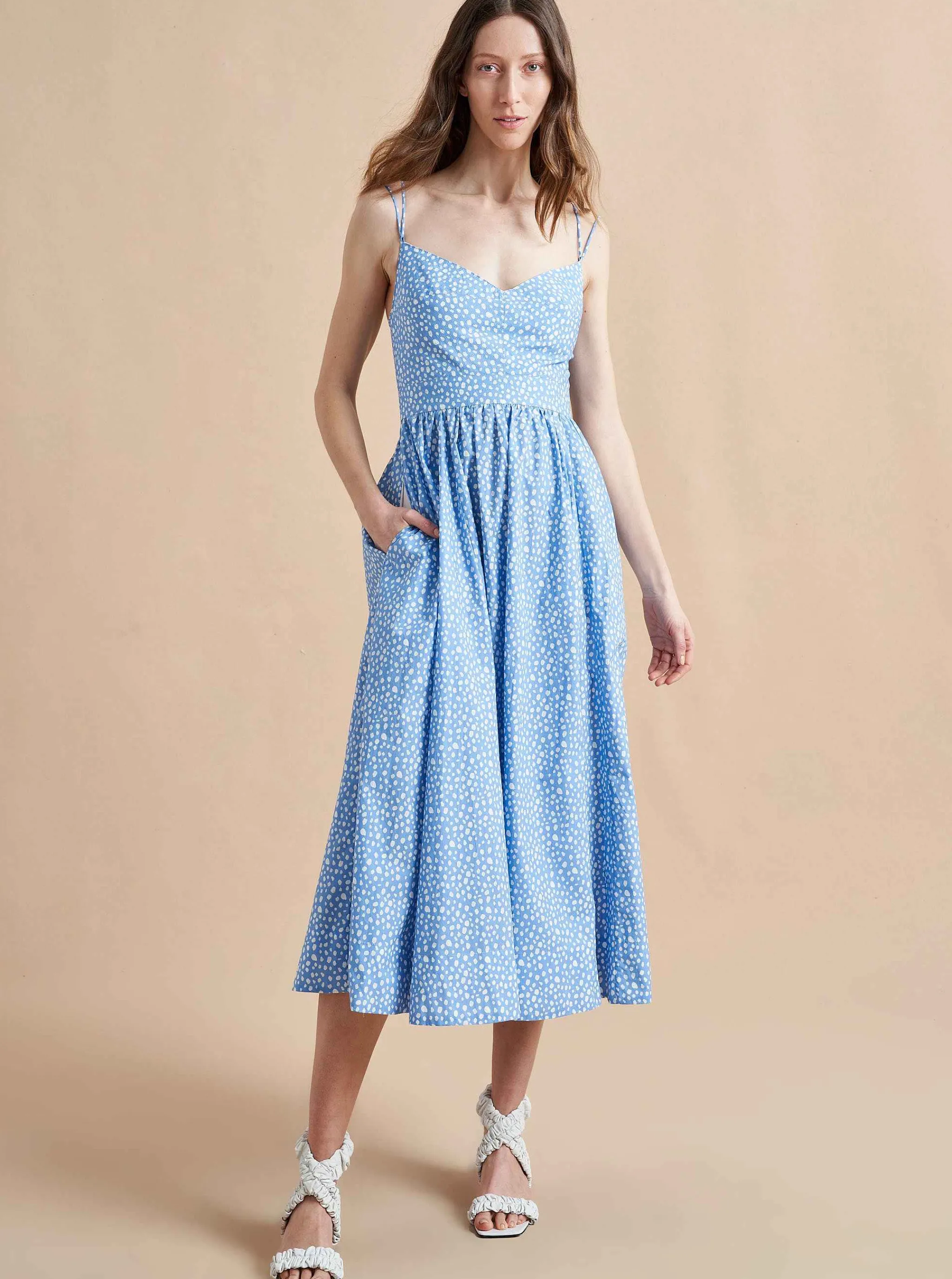 La Ligne Midi Dresses*Tracy Dress Cornflower Dot