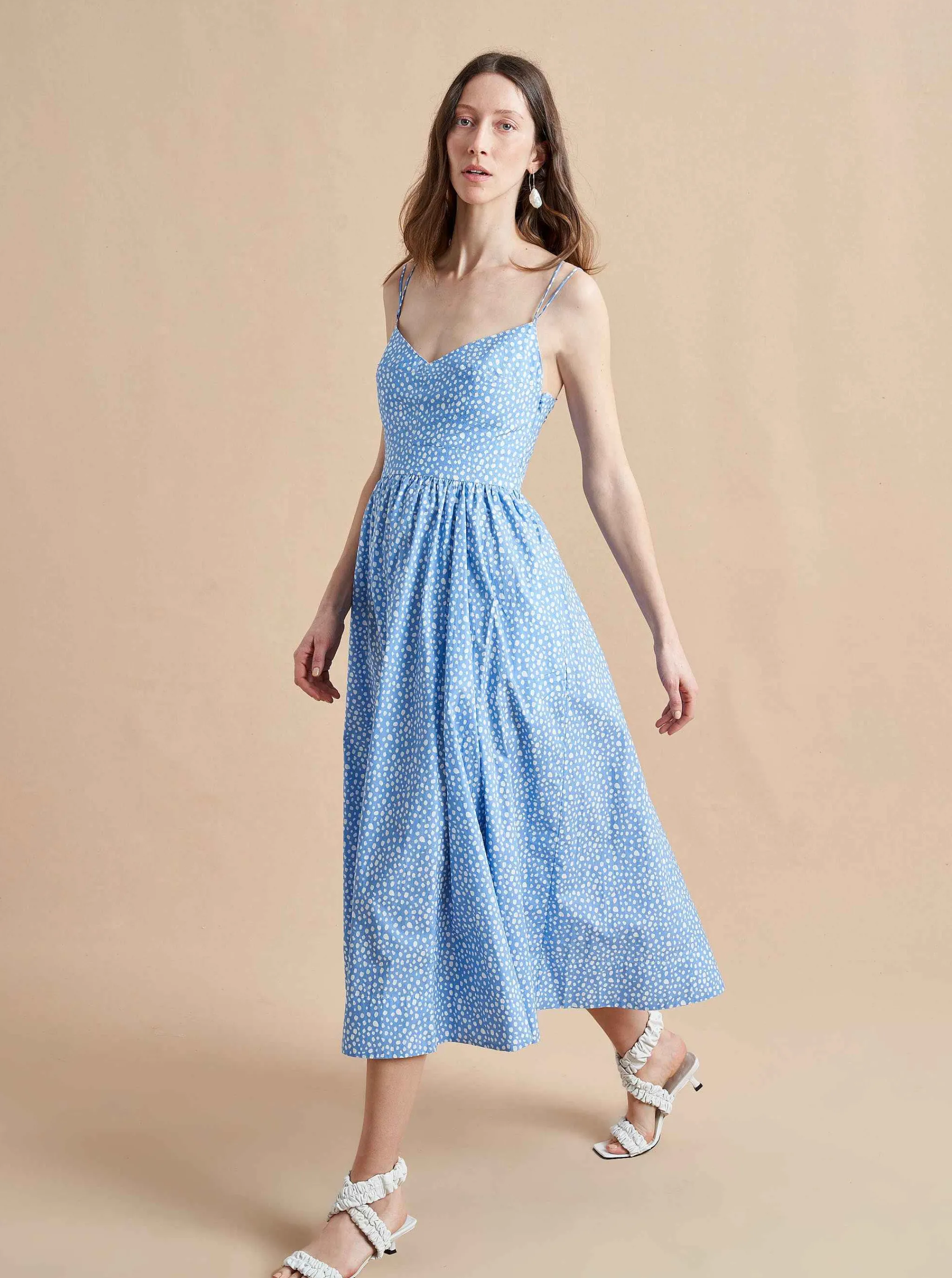 La Ligne Midi Dresses*Tracy Dress Cornflower Dot