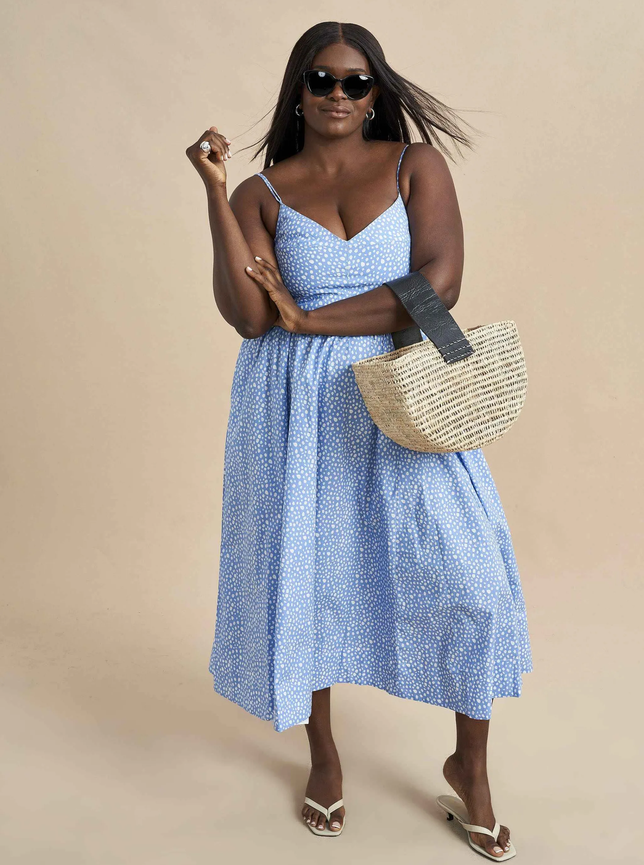 La Ligne Midi Dresses*Tracy Dress Cornflower Dot