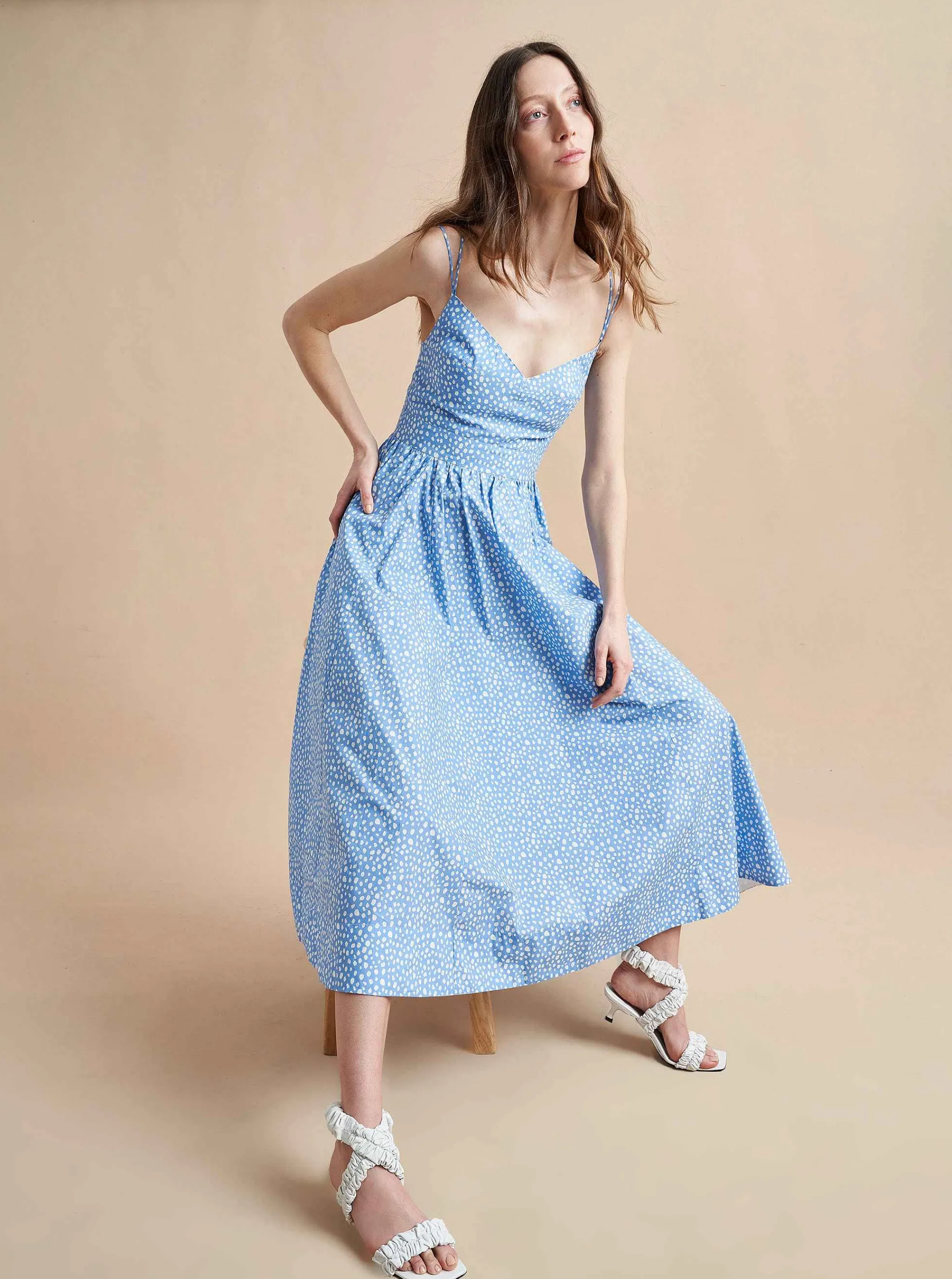 La Ligne Midi Dresses*Tracy Dress Cornflower Dot