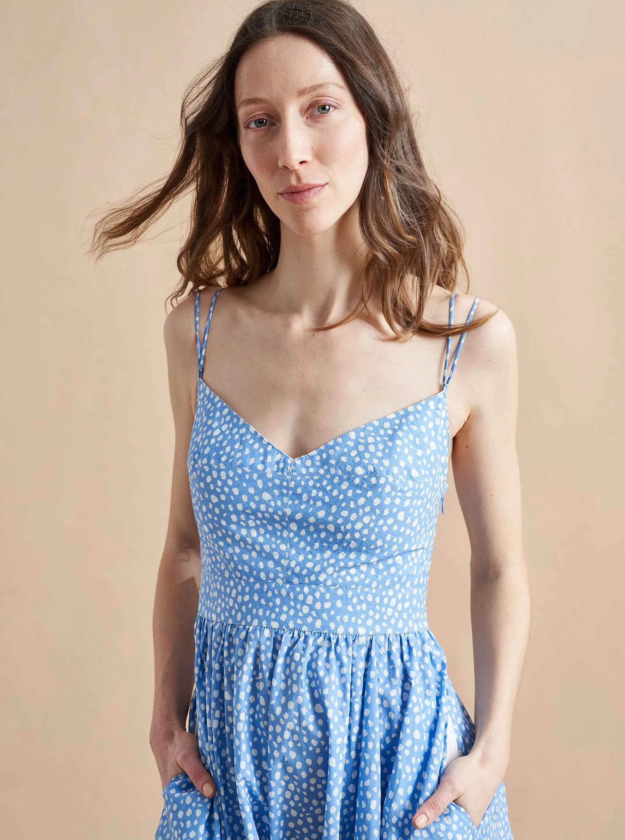 La Ligne Midi Dresses*Tracy Dress Cornflower Dot
