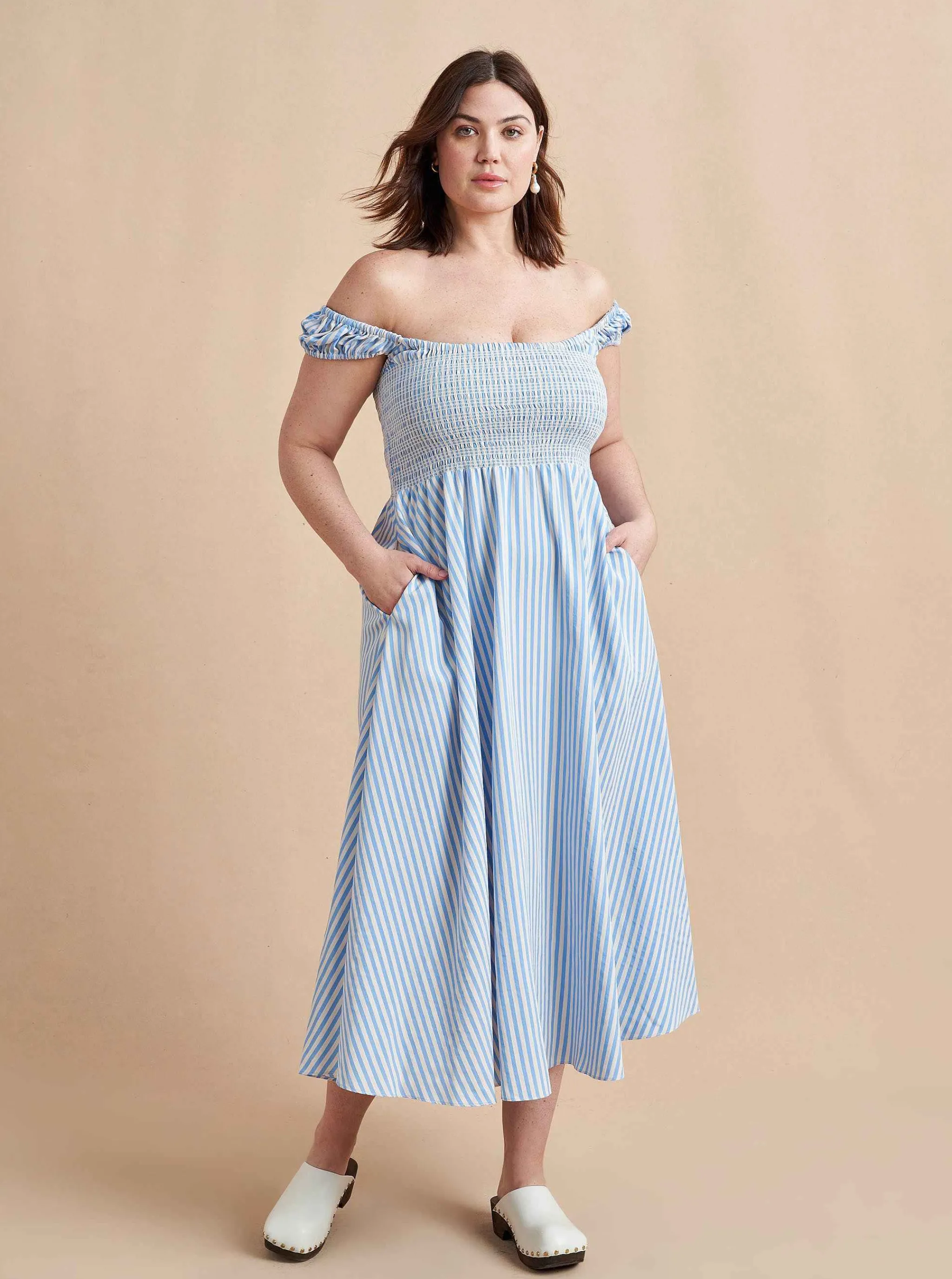 La Ligne Midi Dresses*Vivian Dress Cornflower/Stripe