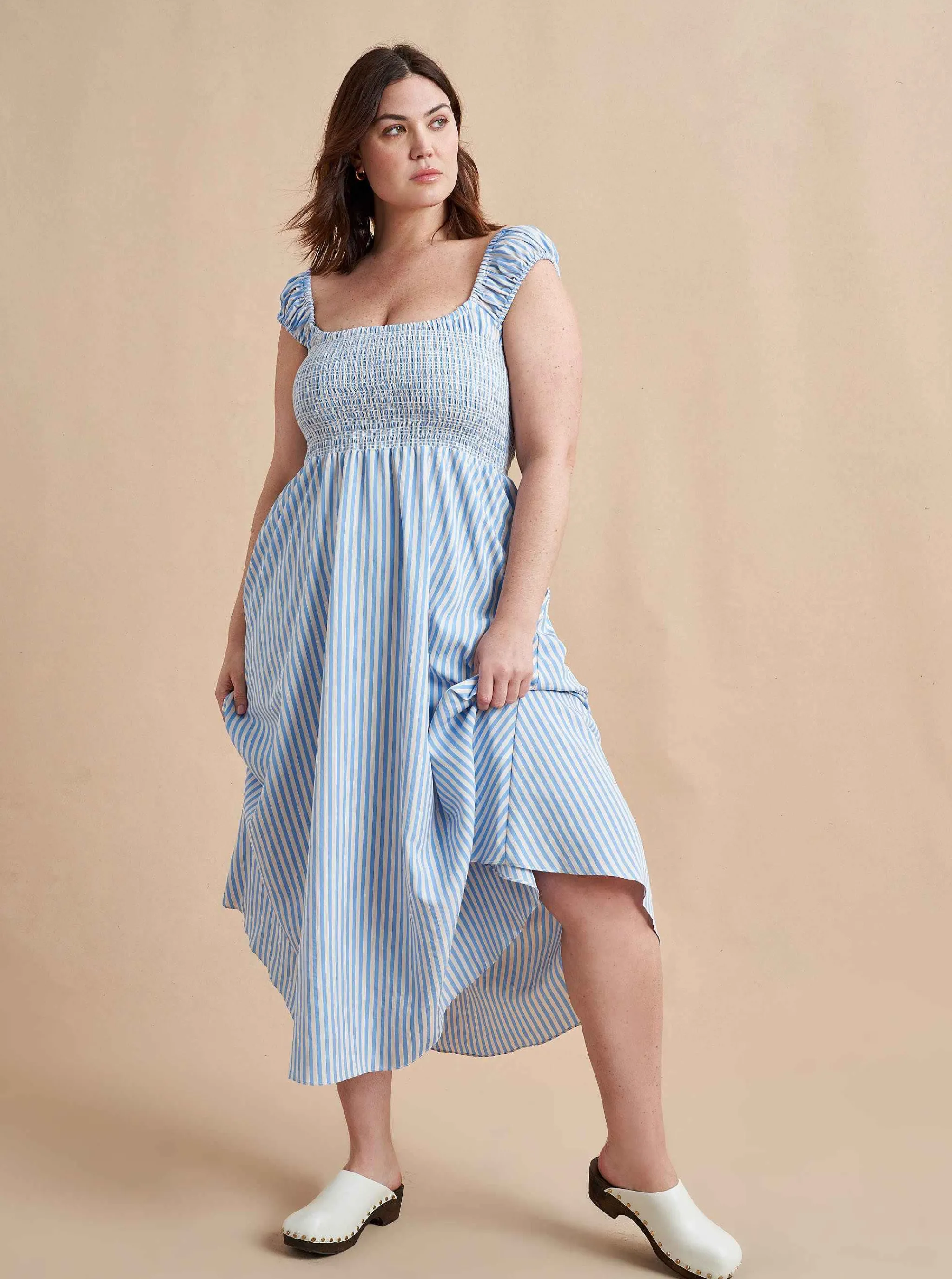 La Ligne Midi Dresses*Vivian Dress Cornflower/Stripe