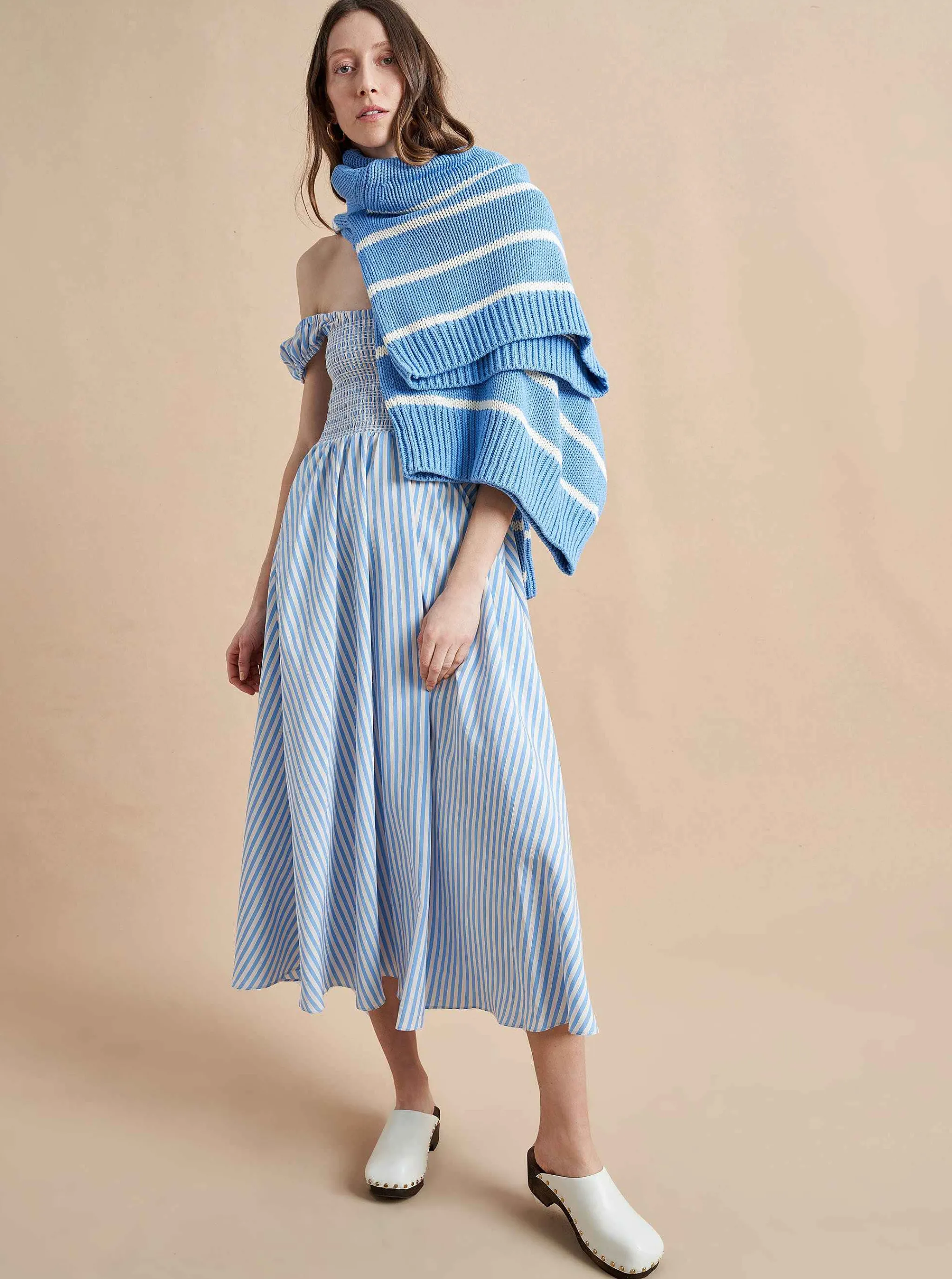 La Ligne Midi Dresses*Vivian Dress Cornflower/Stripe