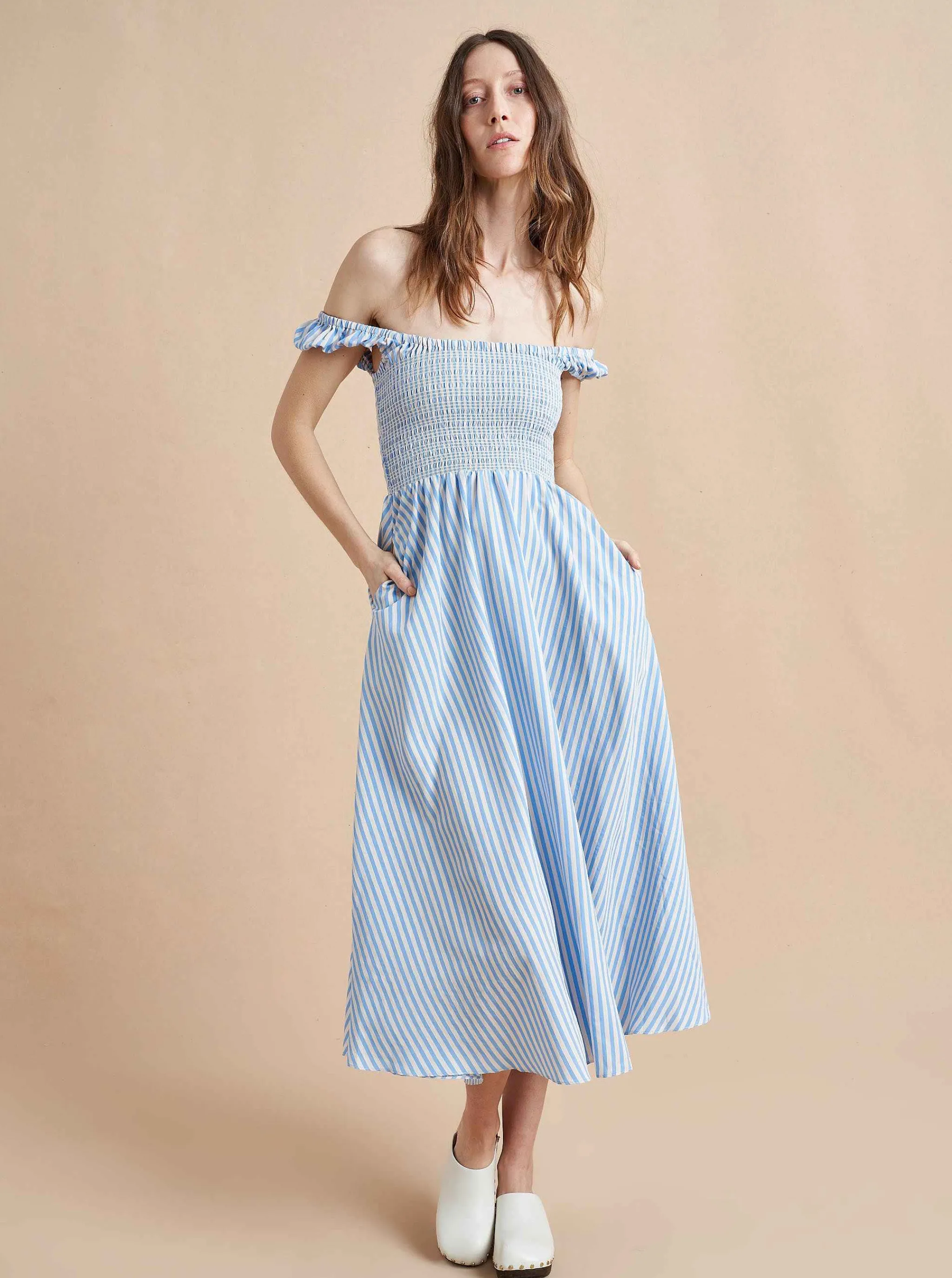 La Ligne Midi Dresses*Vivian Dress Cornflower/Stripe