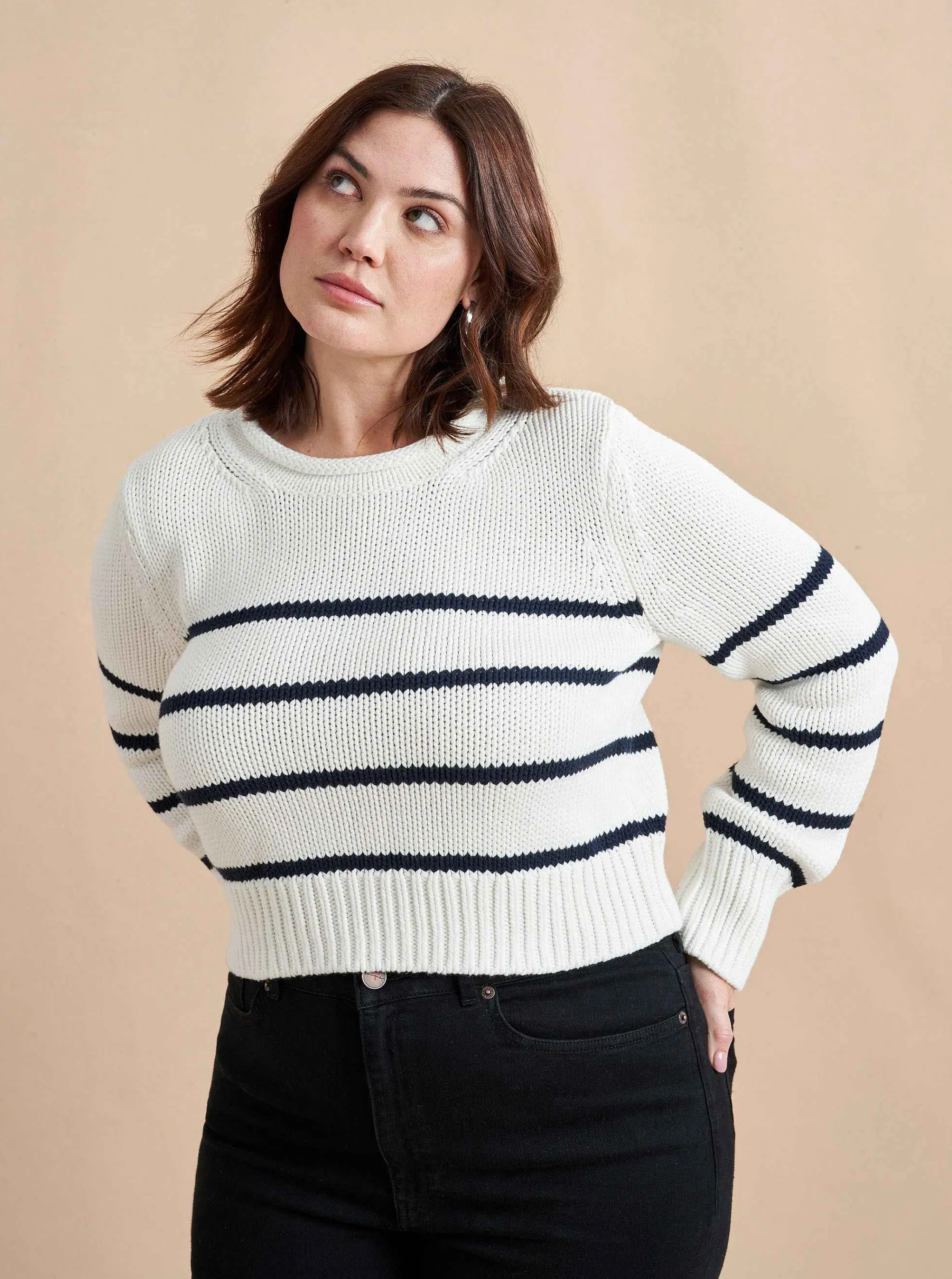 La Ligne Sweaters*Mini Marina Sweater Ivory/Navy