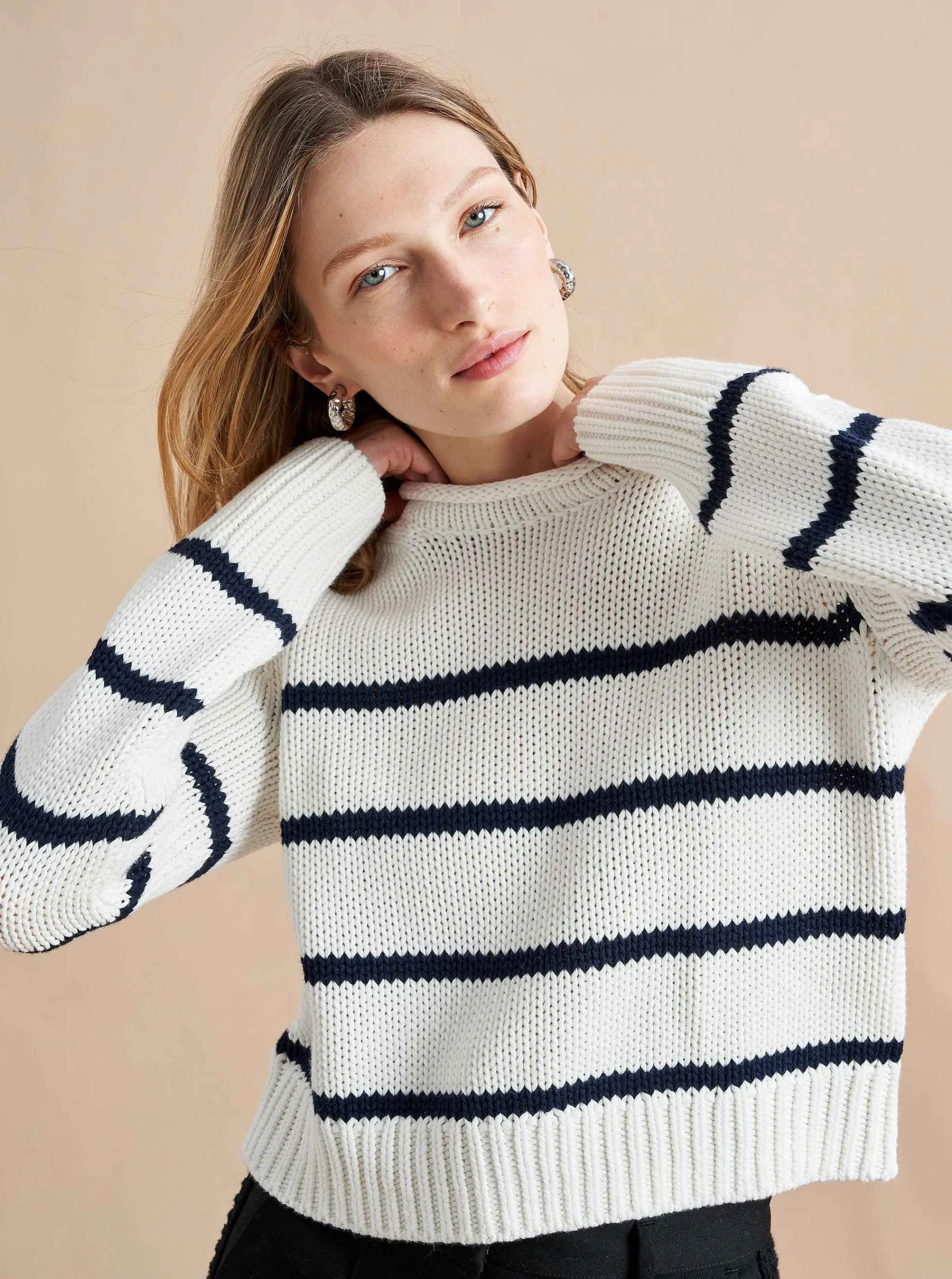 La Ligne Sweaters*Mini Marina Sweater Ivory/Navy