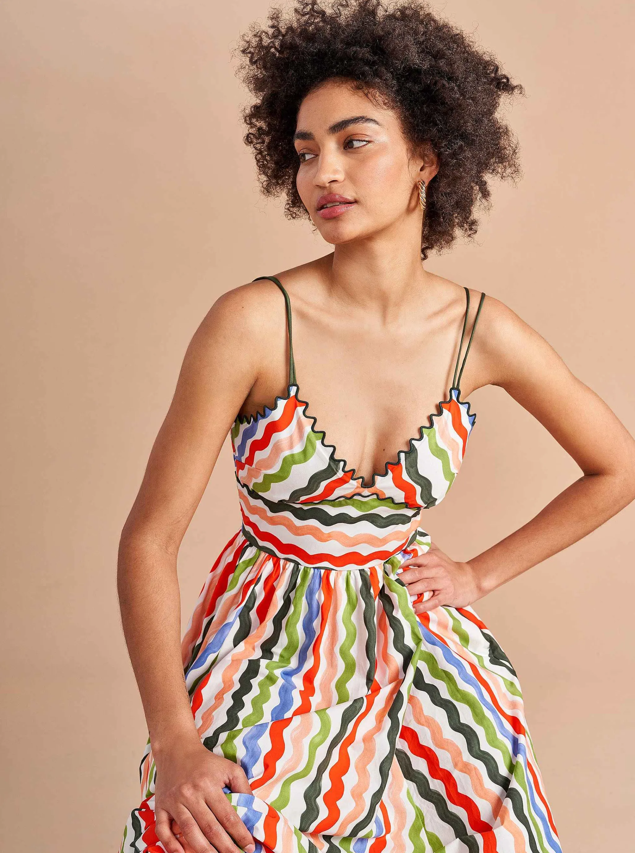 La Ligne Midi Dresses*Jamie Dress Squiggle/Stripe