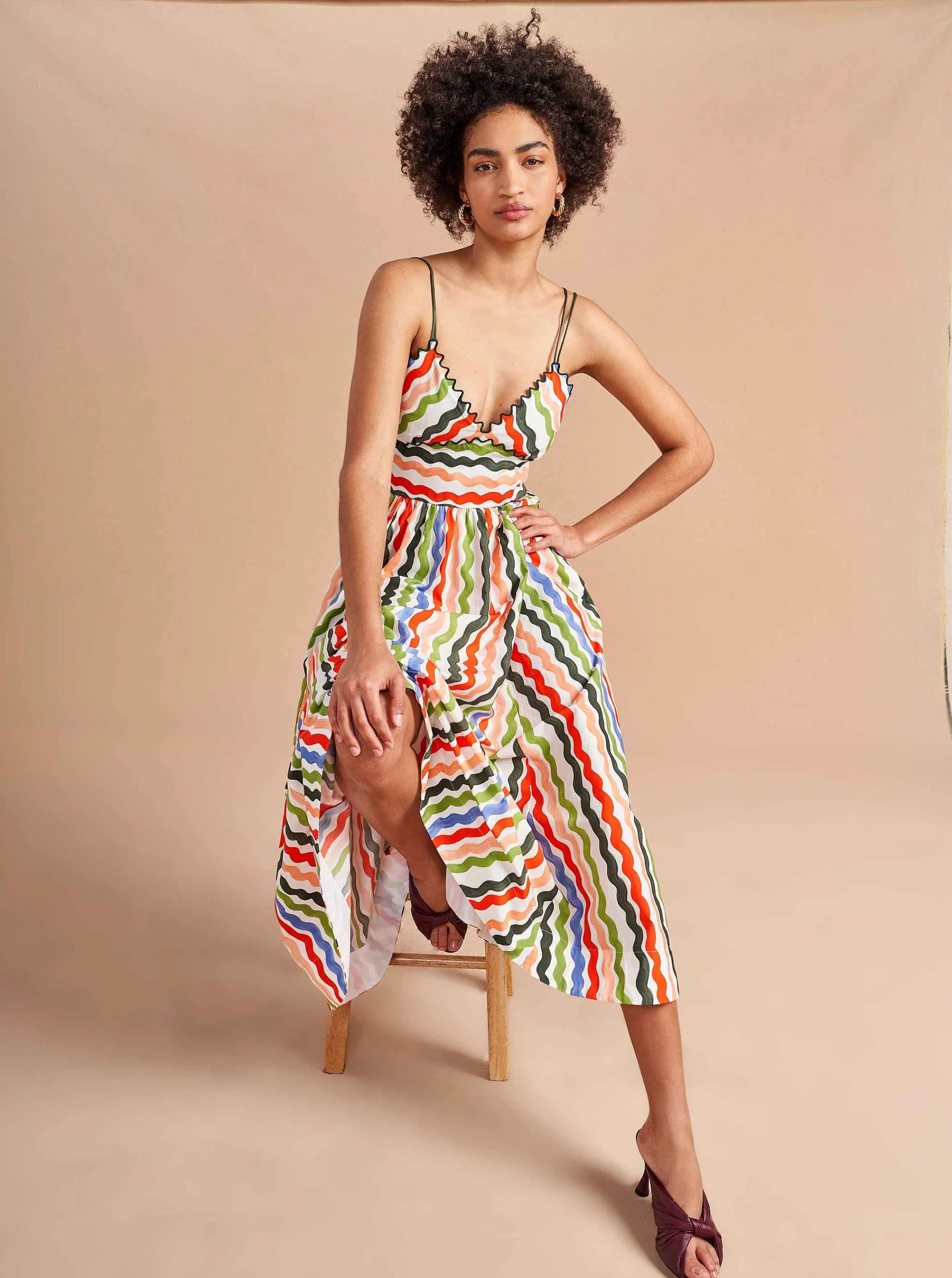 La Ligne Midi Dresses*Jamie Dress Squiggle/Stripe
