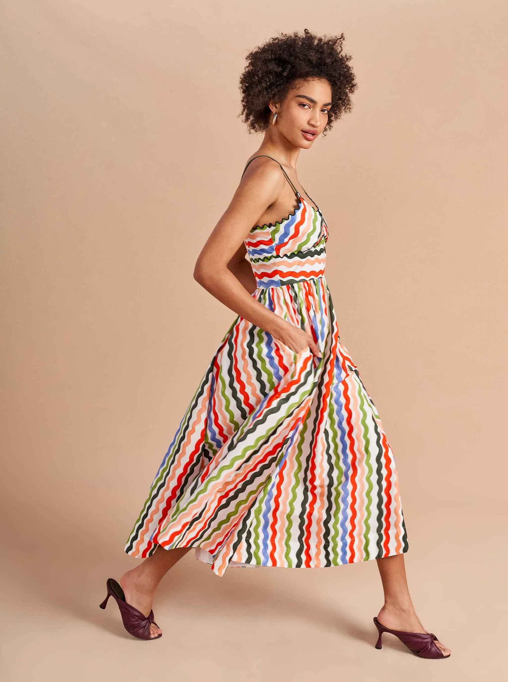 La Ligne Midi Dresses*Jamie Dress Squiggle/Stripe