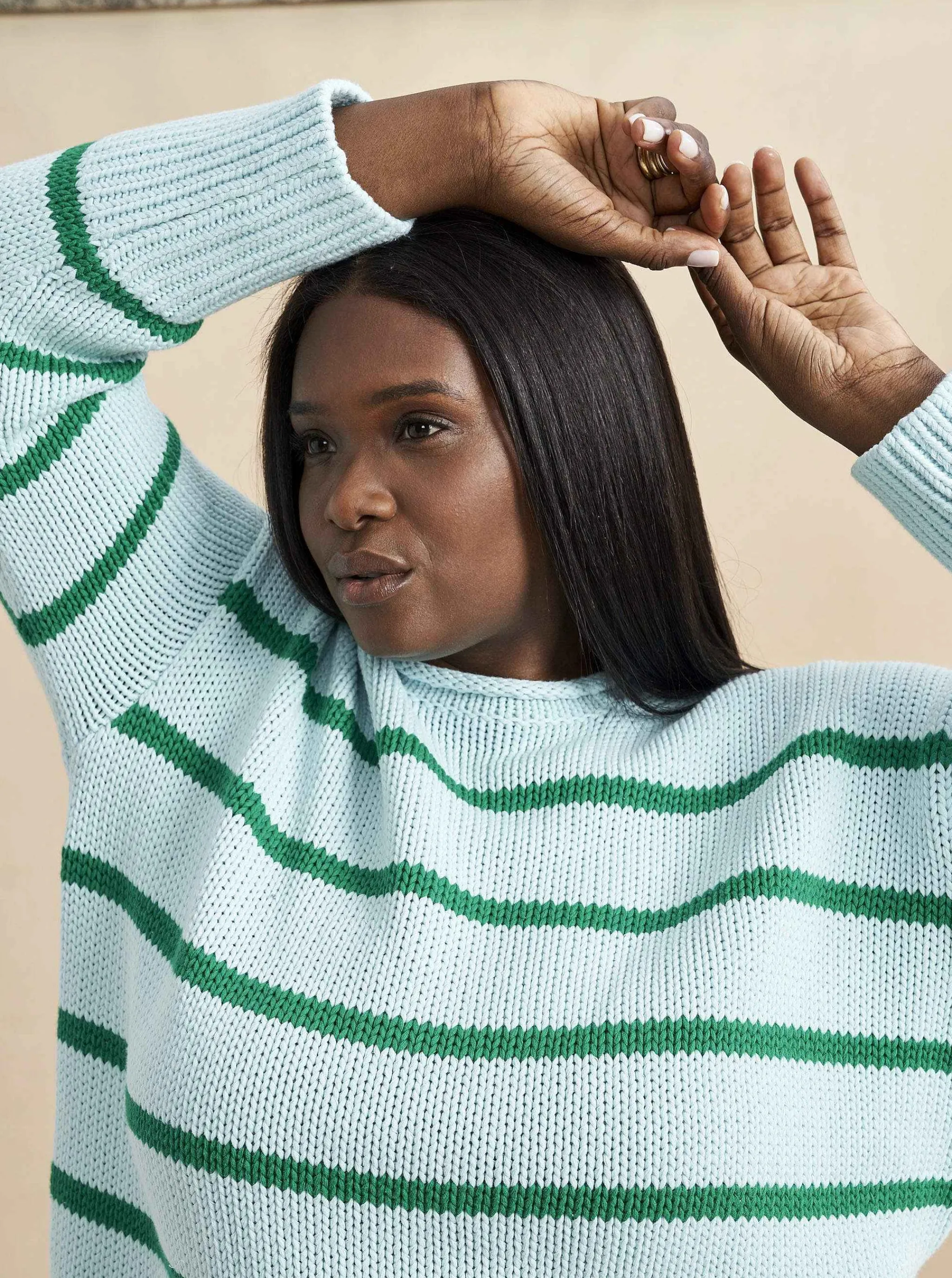 La Ligne Sweaters*Marina Sweater Pale-Blue/Kelly-Green