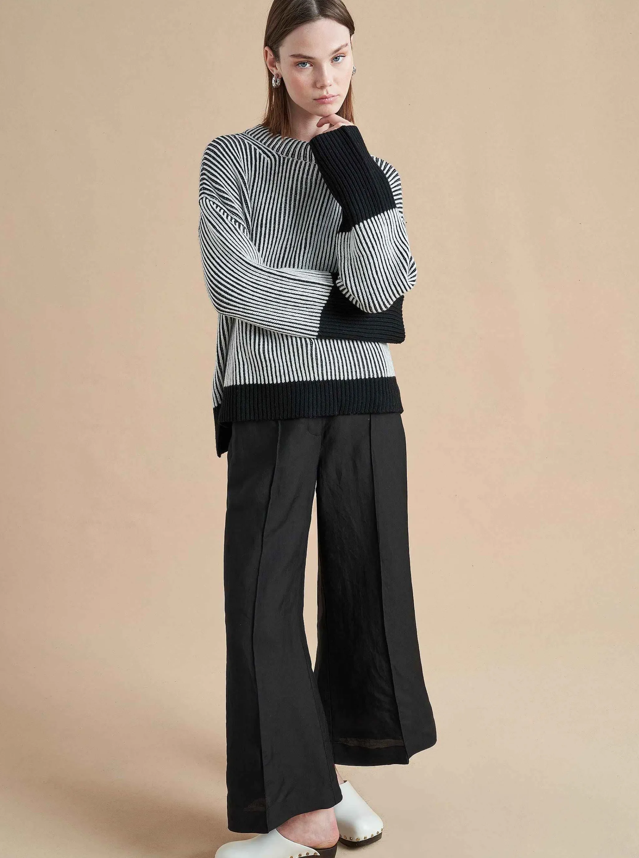 La Ligne Sweaters*Aaa Sweater Cream/Black