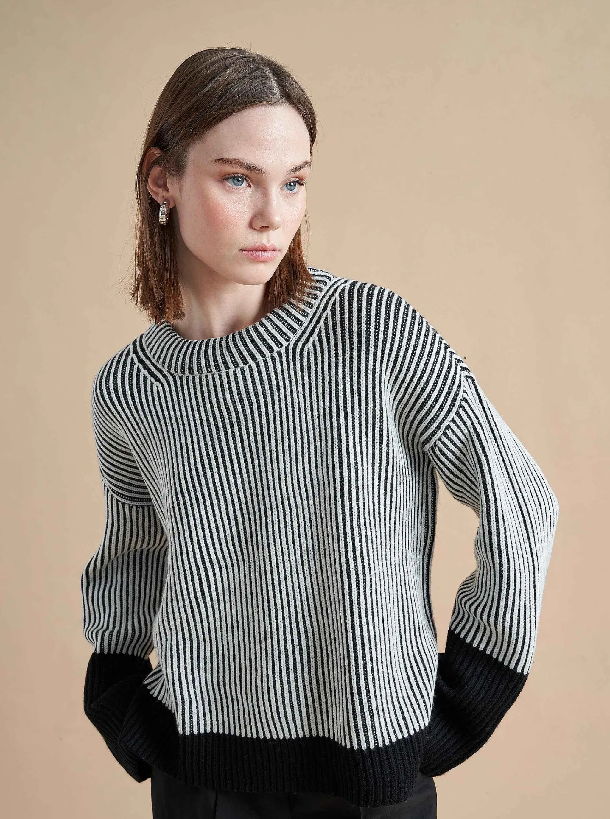 La Ligne Sweaters*Aaa Sweater Cream/Black