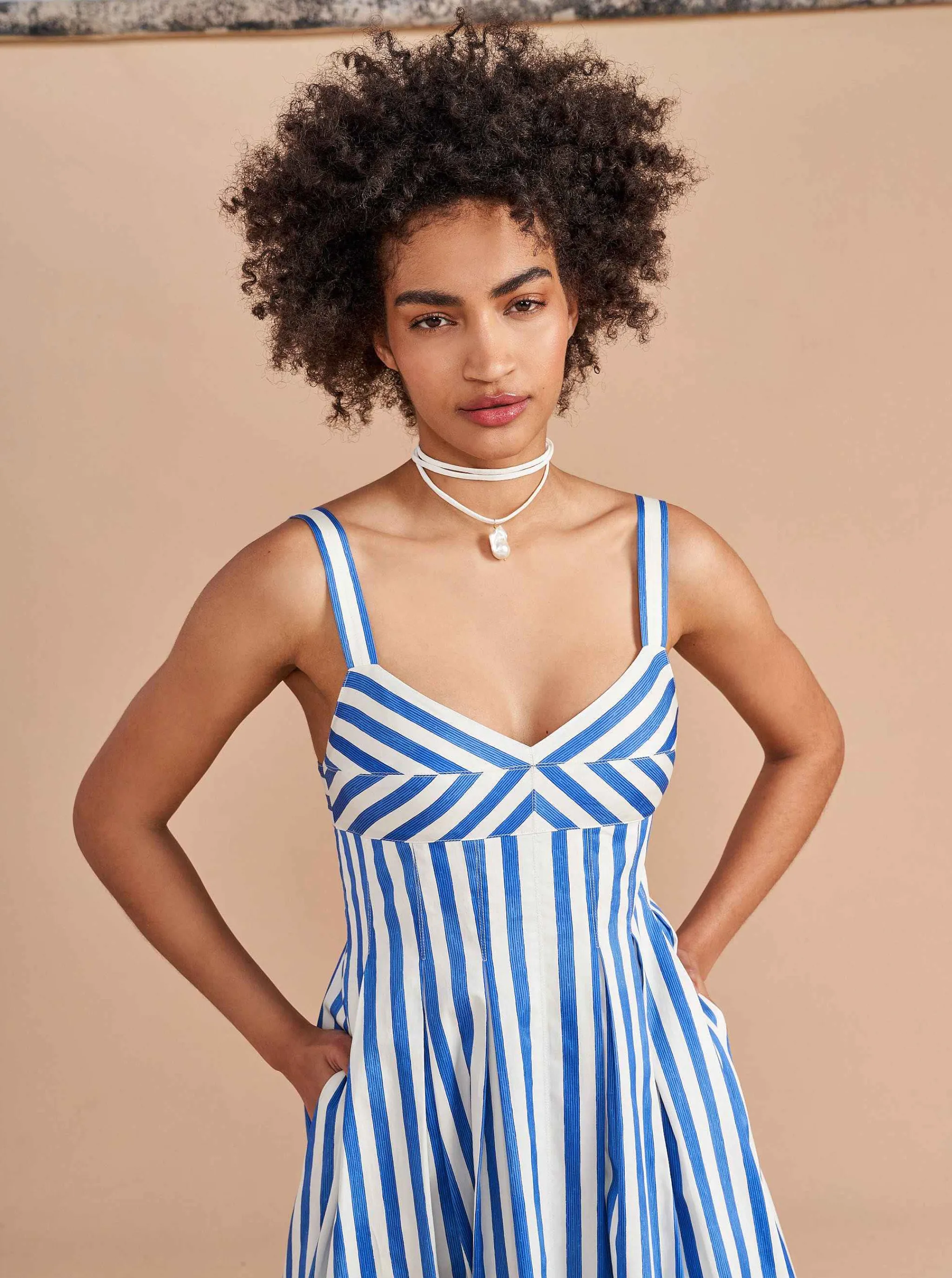 La Ligne Midi Dresses*Madeleine Dress Blue/Stripe