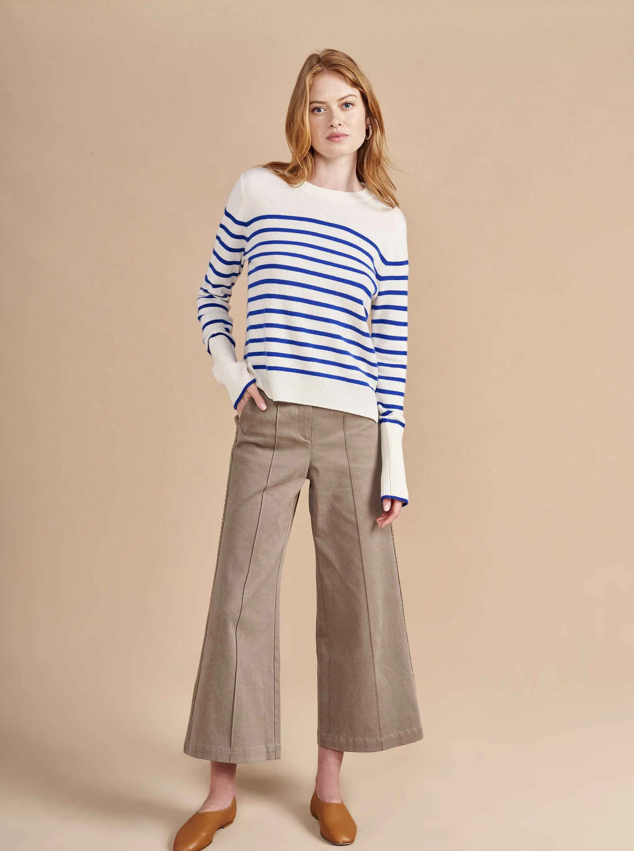 La Ligne Sweaters*Lean Lines Sweater Cream/Cobalt