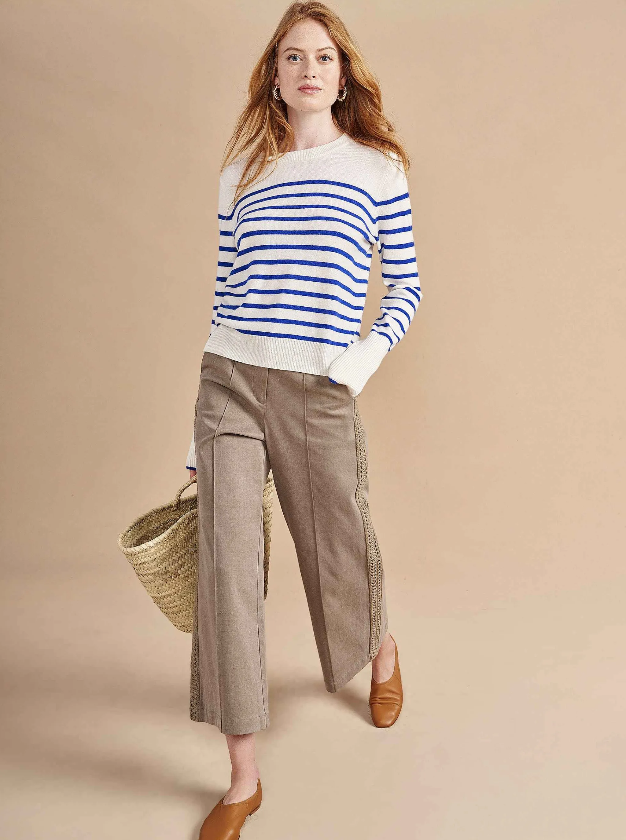 La Ligne Sweaters*Lean Lines Sweater Cream/Cobalt