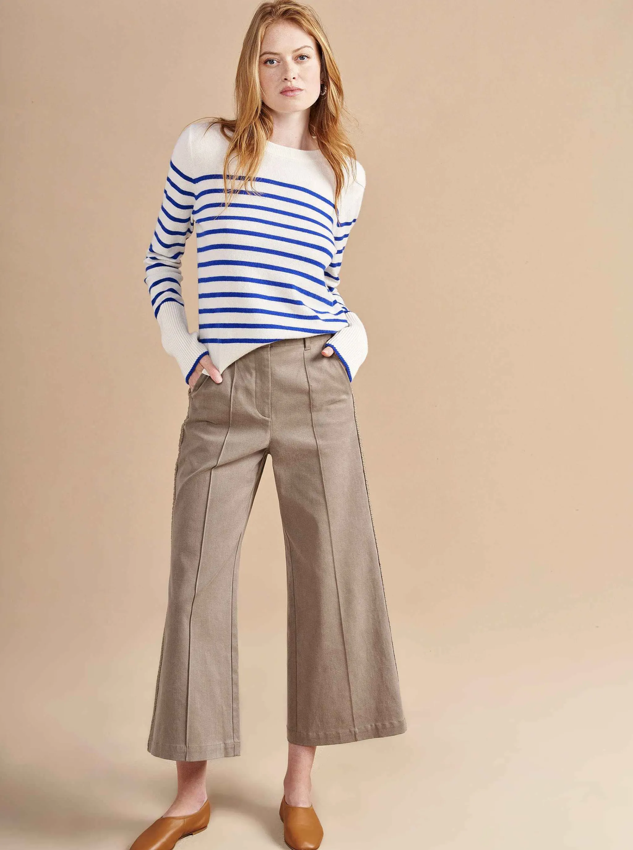 La Ligne Sweaters*Lean Lines Sweater Cream/Cobalt