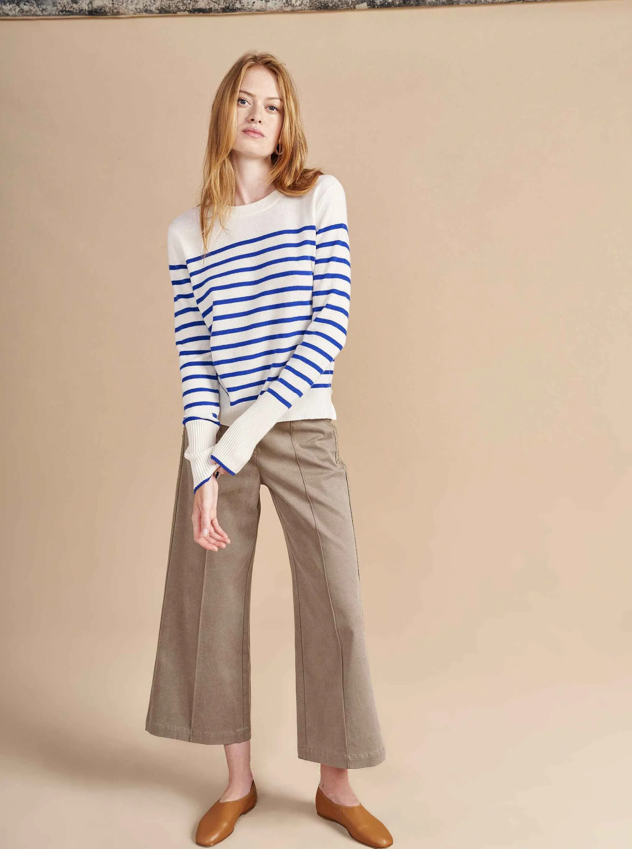 La Ligne Sweaters*Lean Lines Sweater Cream/Cobalt
