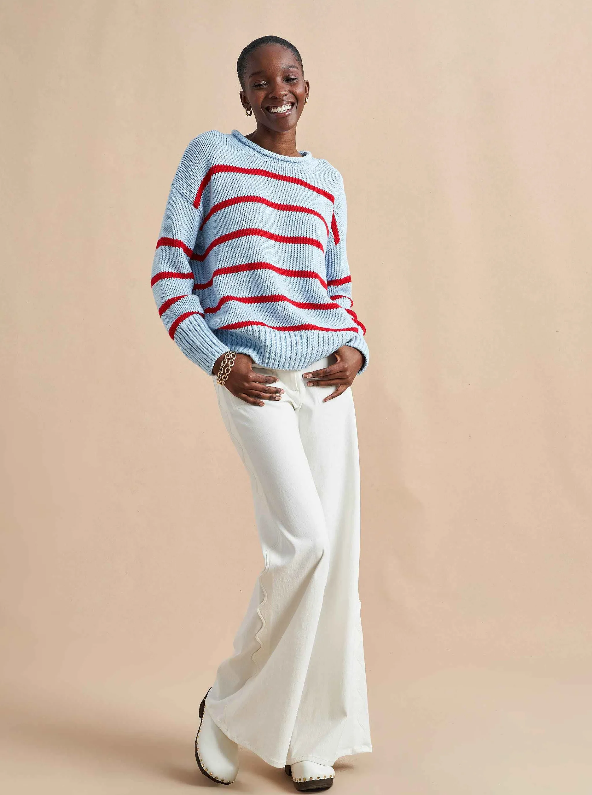 La Ligne Sweaters*Marina Sweater Periwinkle/Poppy