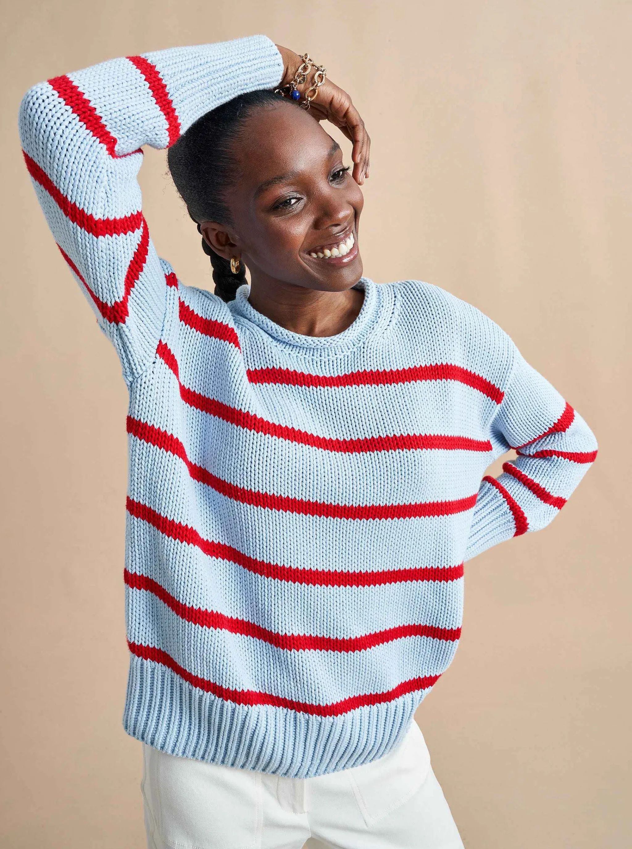 La Ligne Sweaters*Marina Sweater Periwinkle/Poppy