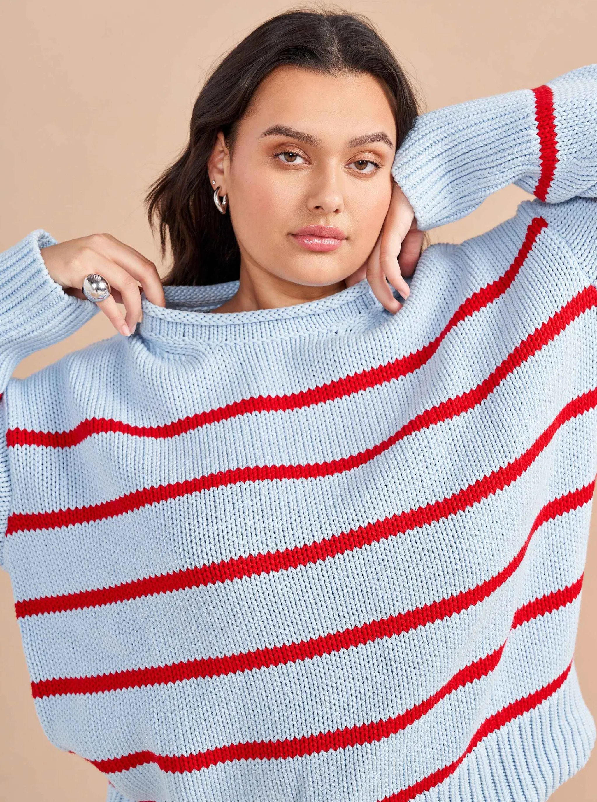 La Ligne Sweaters*Marina Sweater Periwinkle/Poppy