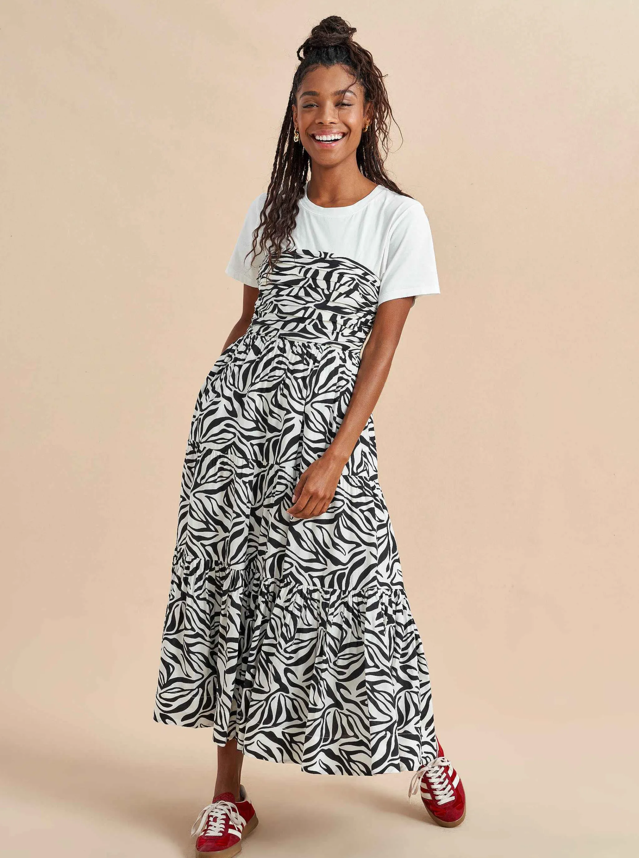 La Ligne Midi Dresses*Sleeveless Sofia Dress Ivory/Black