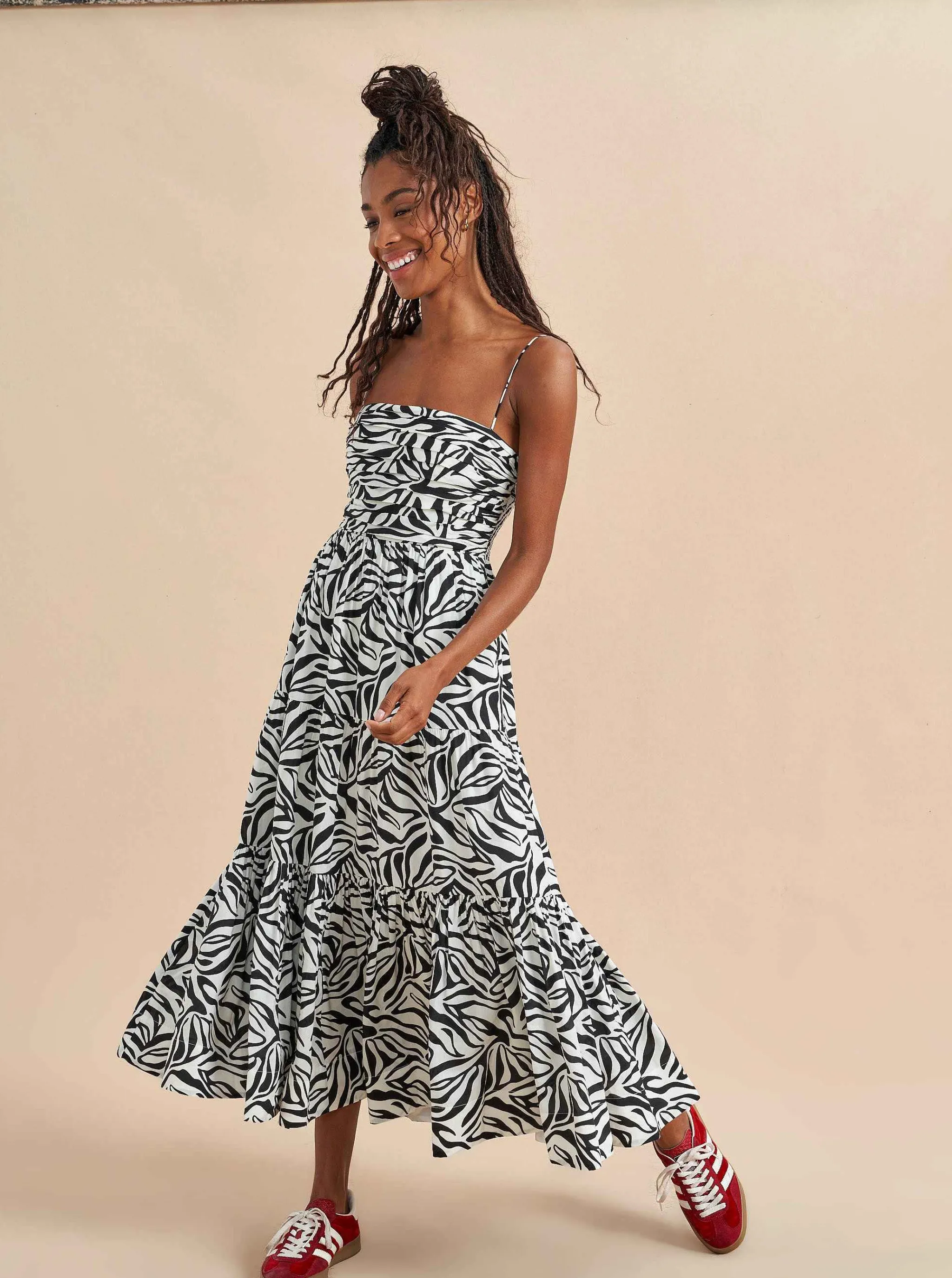 La Ligne Midi Dresses*Sleeveless Sofia Dress Ivory/Black