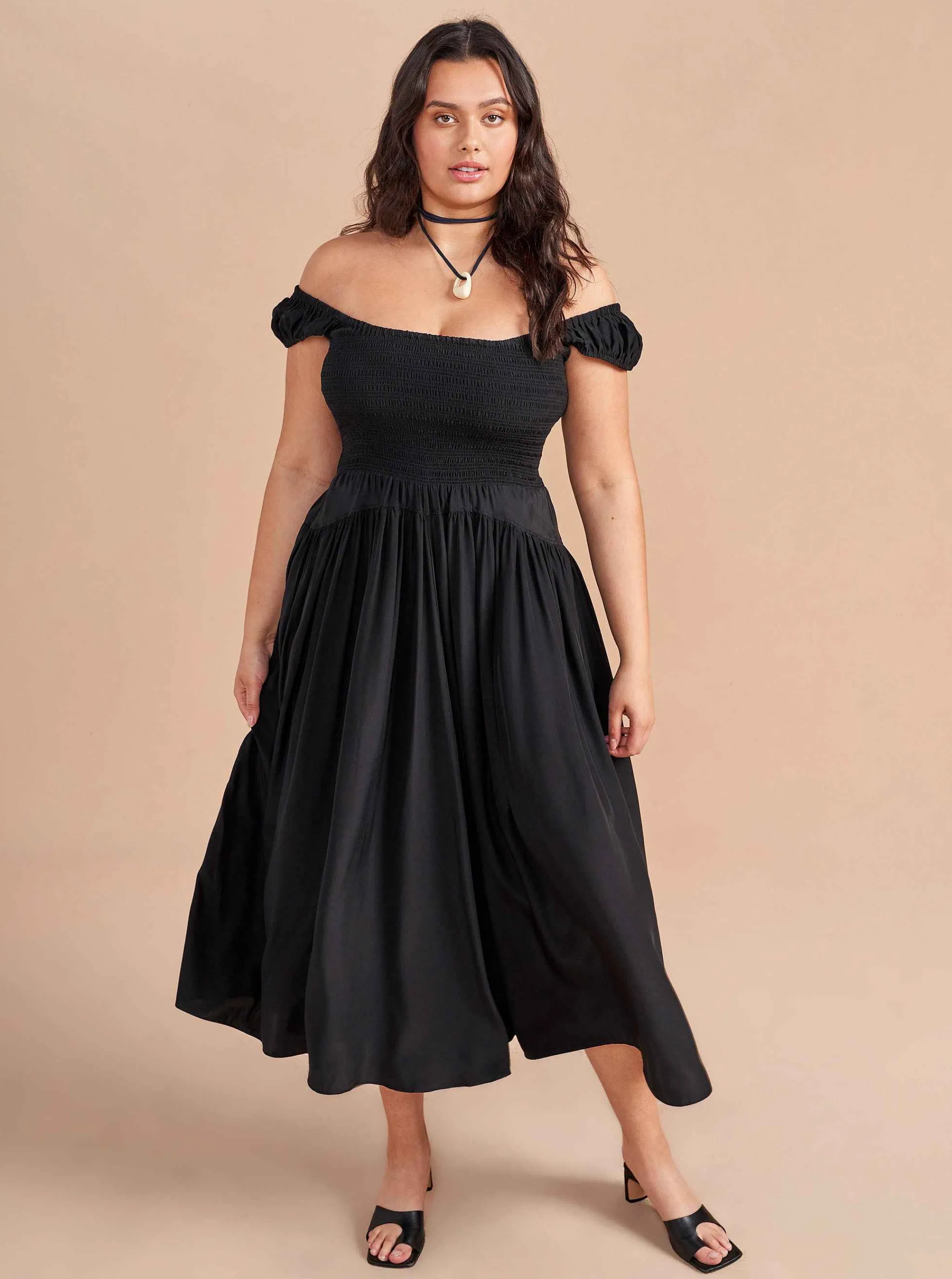 La Ligne Midi Dresses*Silk Vivian Dress Black