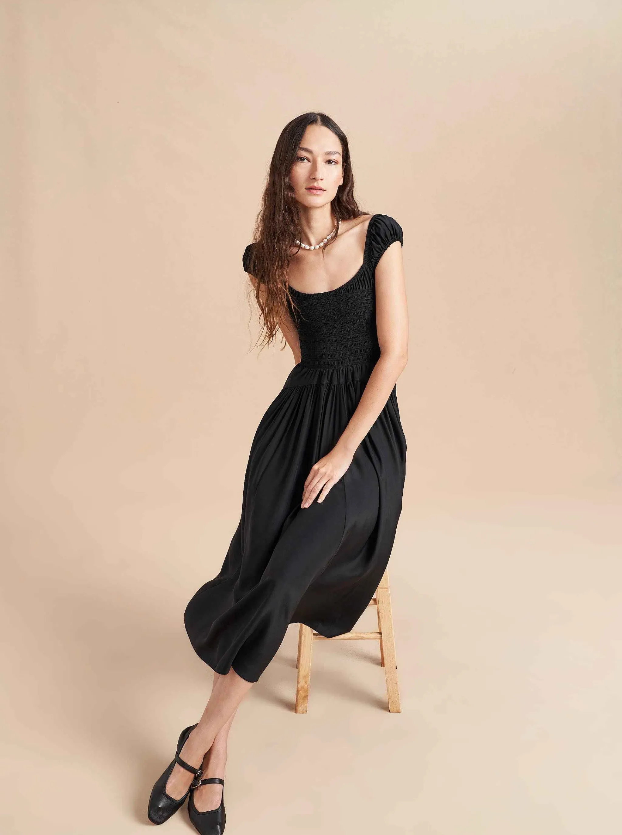 La Ligne Midi Dresses*Silk Vivian Dress Black