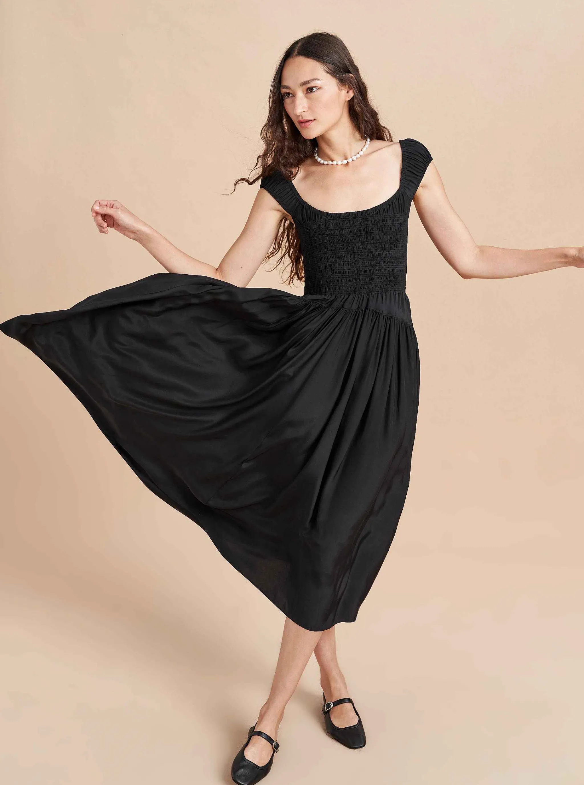 La Ligne Midi Dresses*Silk Vivian Dress Black