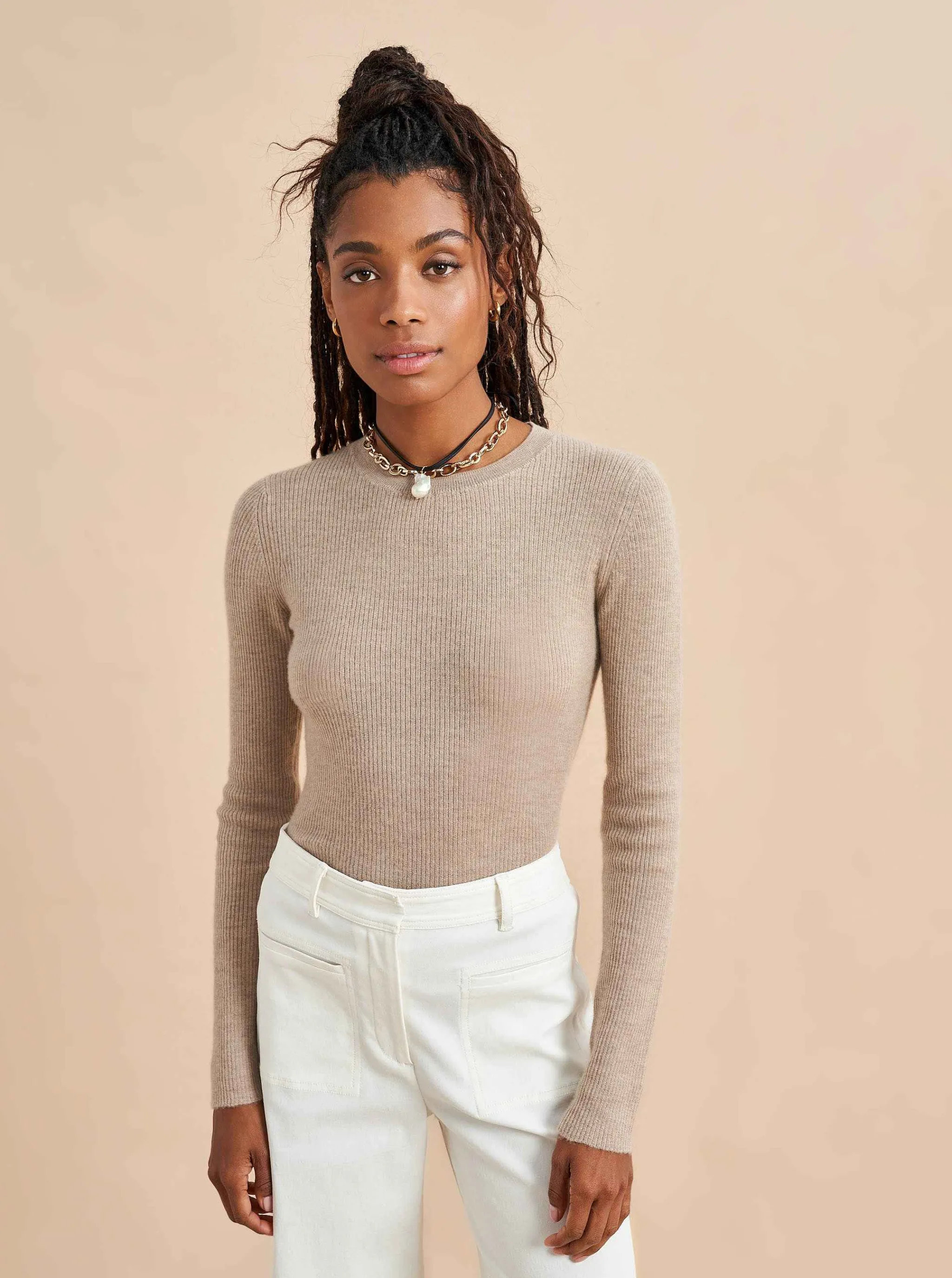 La Ligne Sweaters*Fine Line Sweater Tan