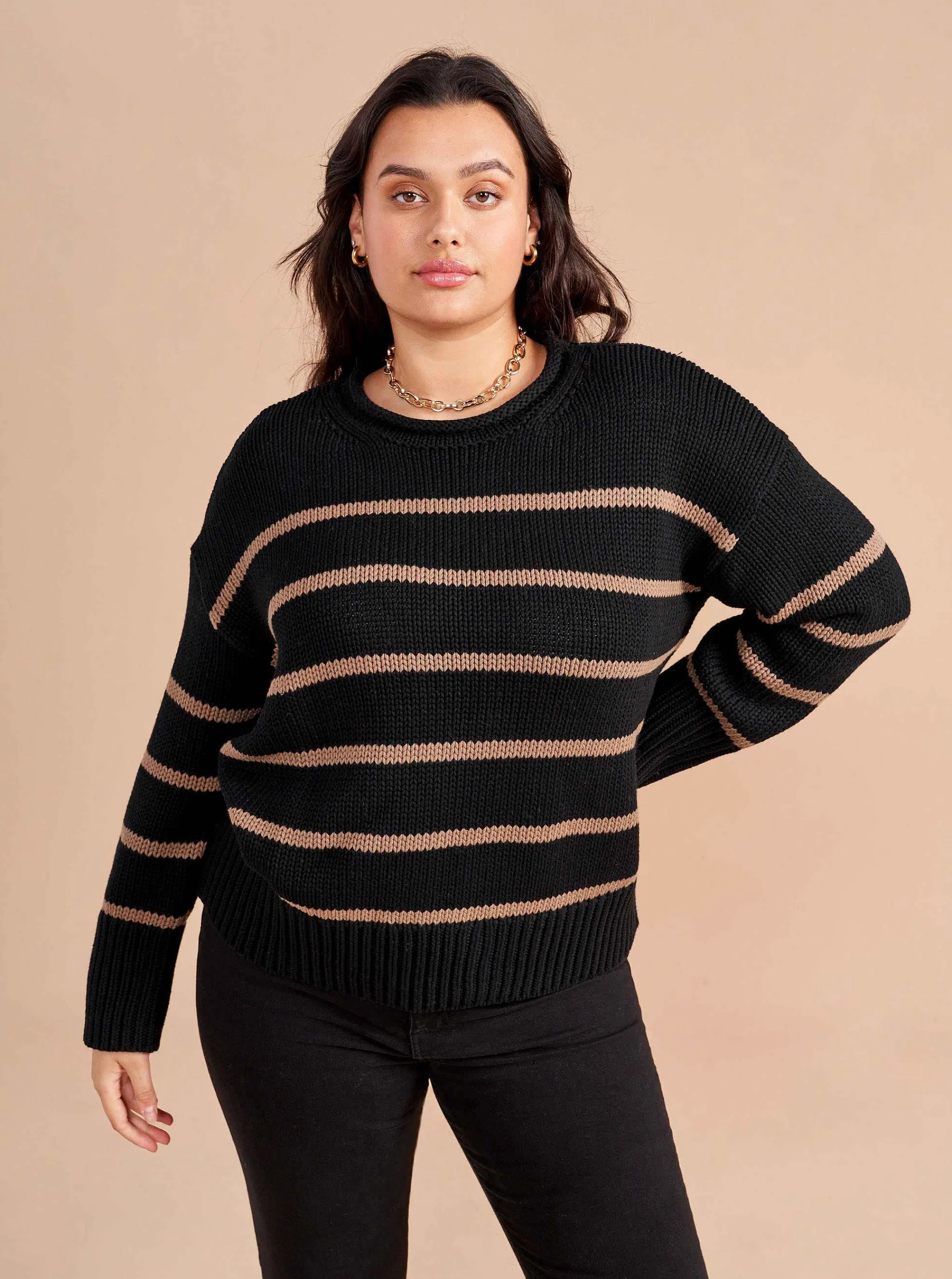 La Ligne Sweaters*Marina Sweater Black/Tan