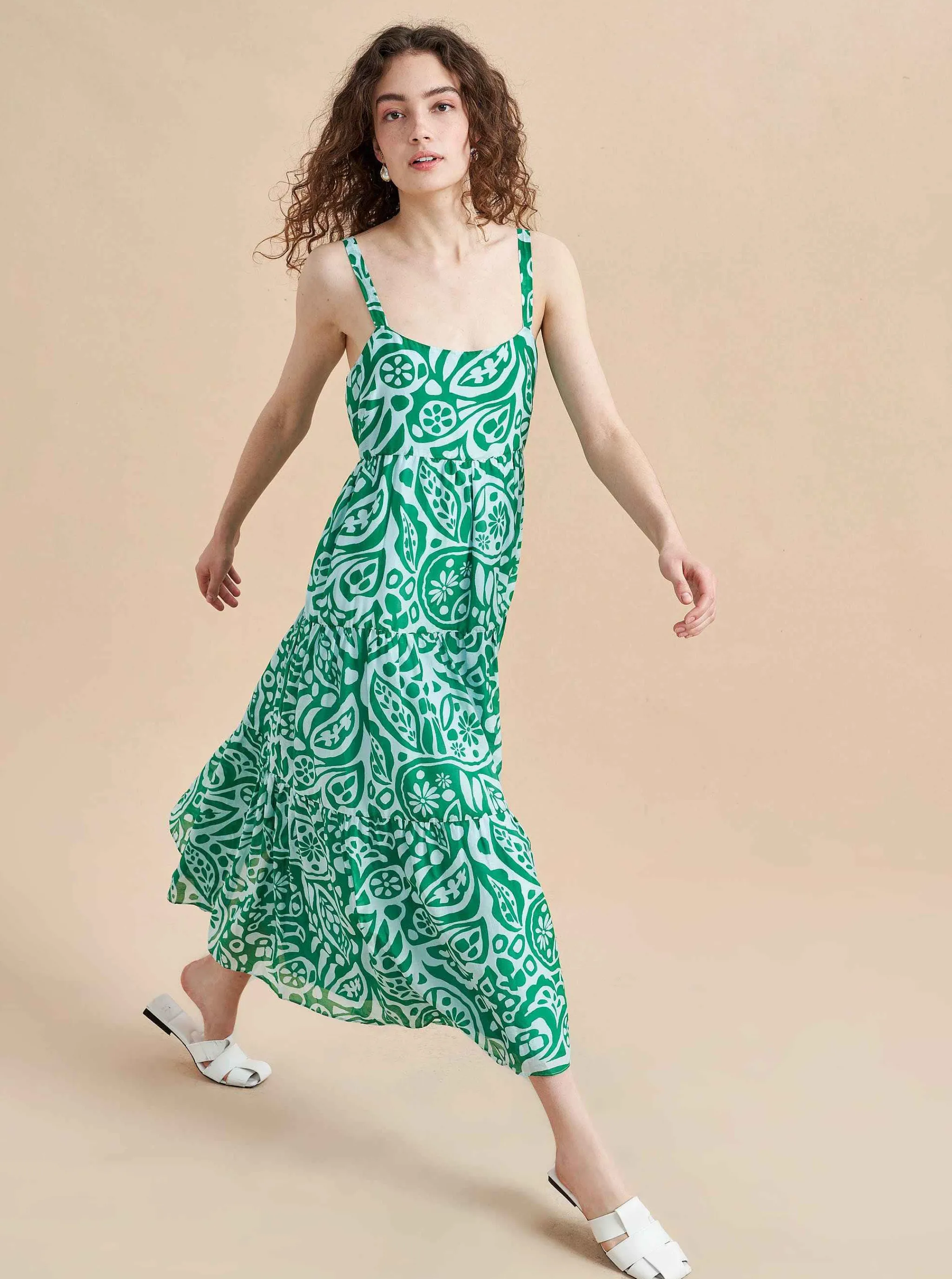 La Ligne Midi Dresses*Melisa Dress Pale-Blue/Kelly-Green