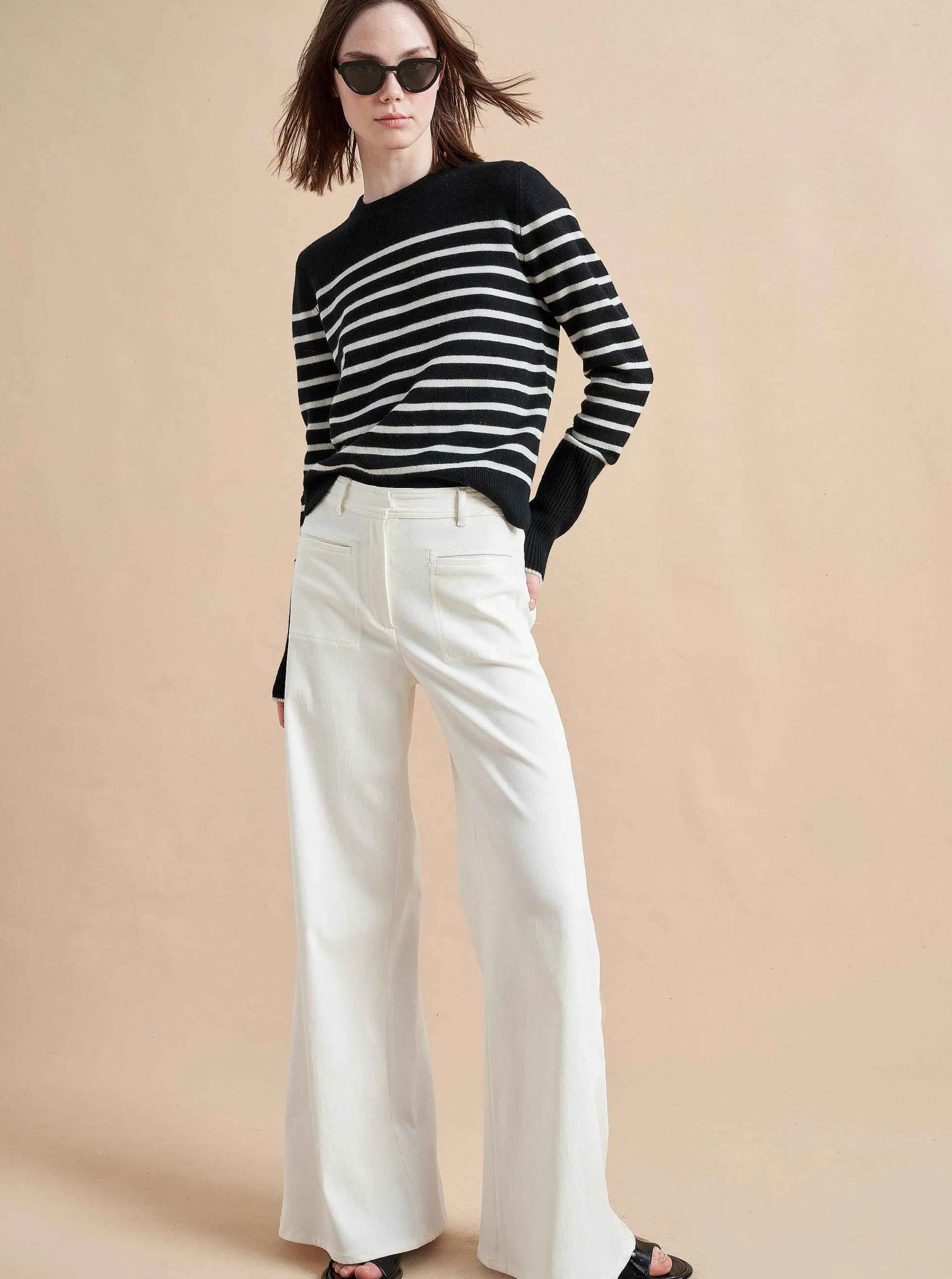 La Ligne Sweaters*Lean Lines Sweater Black/Cream