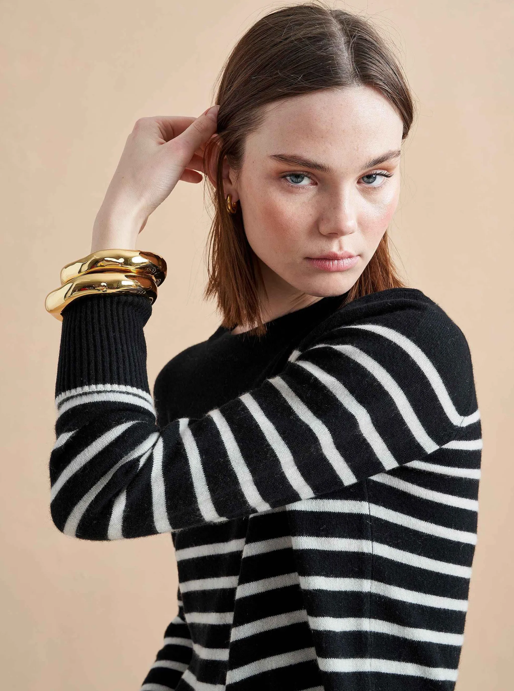 La Ligne Sweaters*Lean Lines Sweater Black/Cream