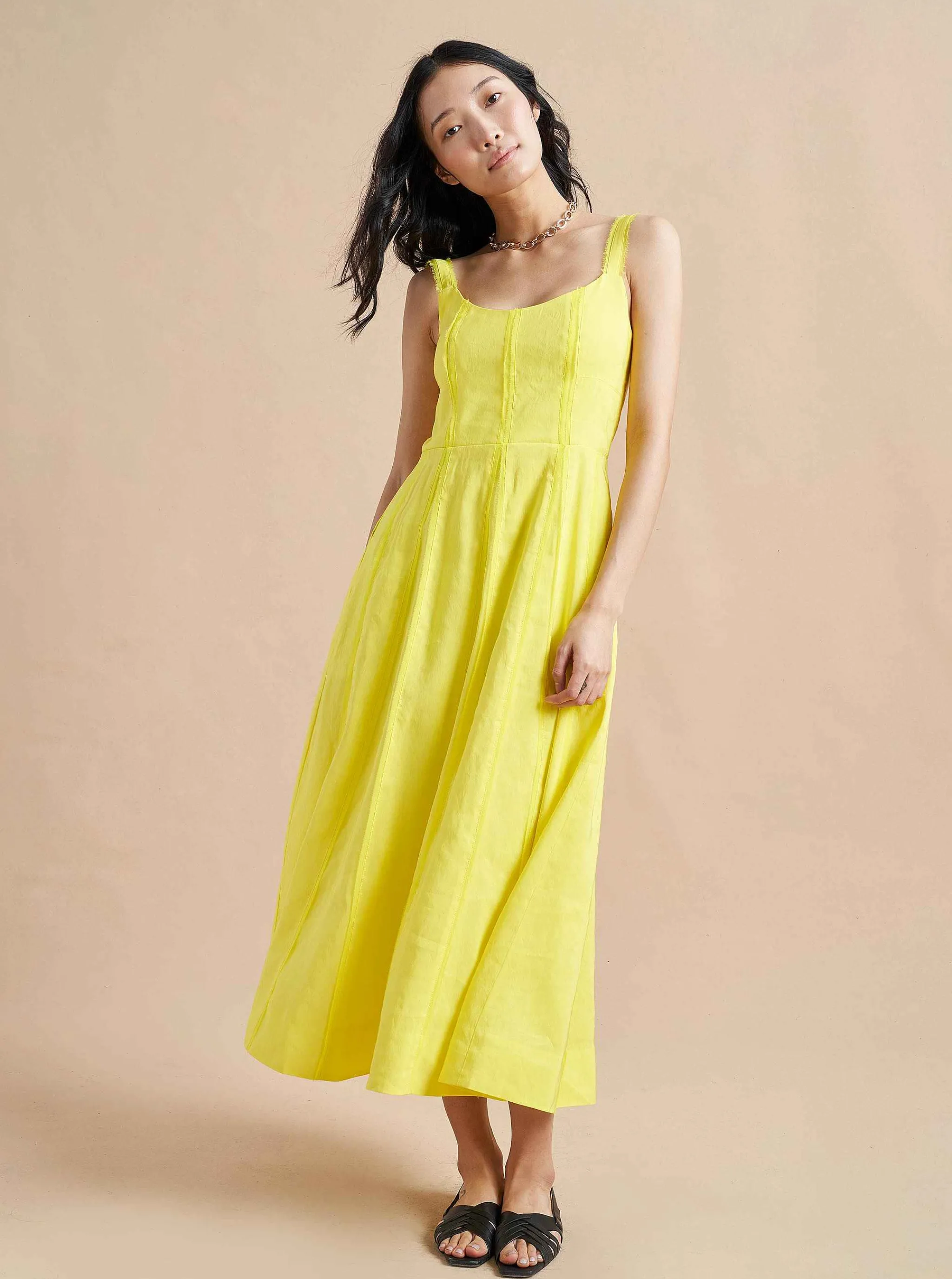 La Ligne Midi Dresses*Georgia Dress Lemon