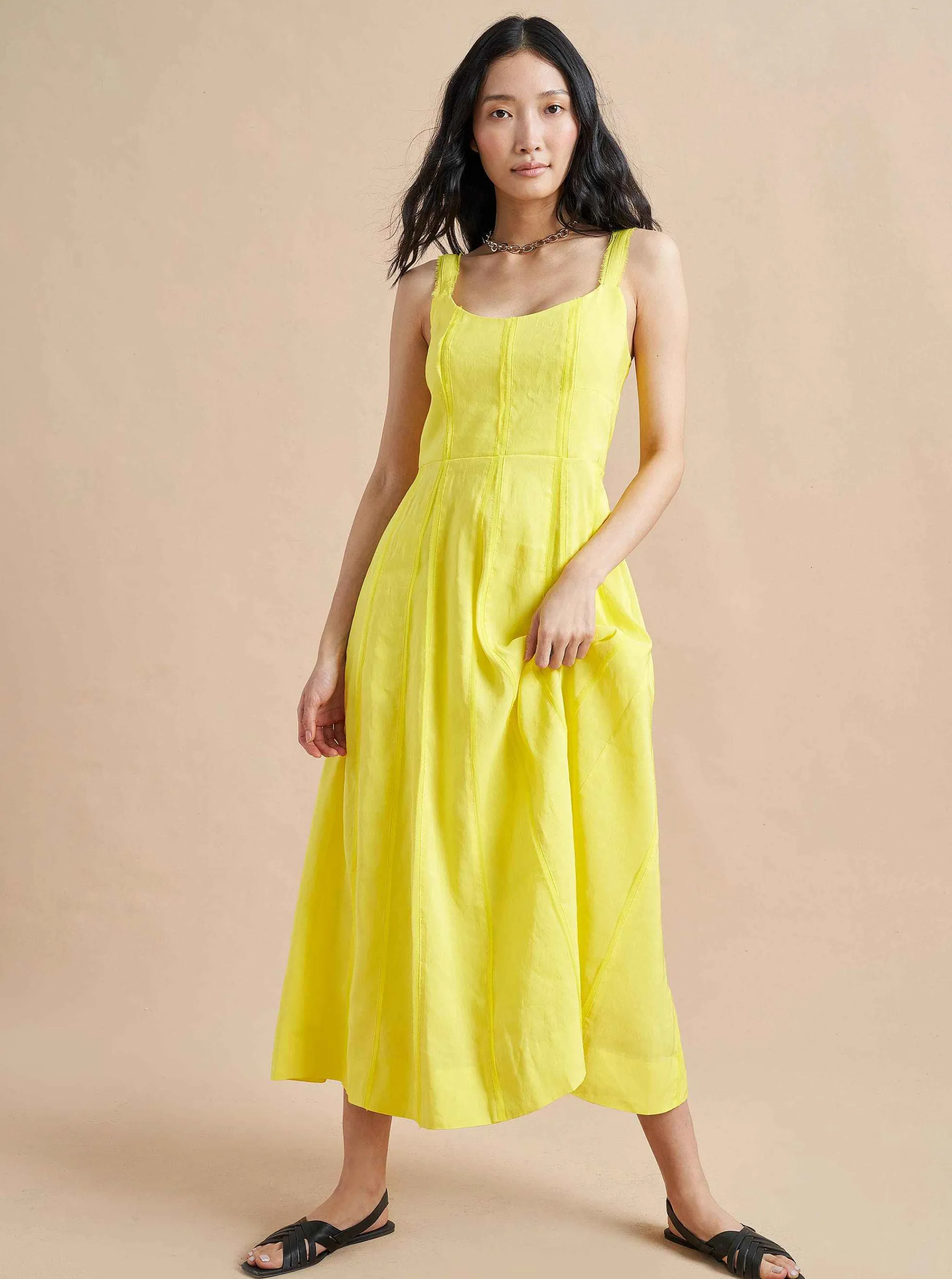 La Ligne Midi Dresses*Georgia Dress Lemon