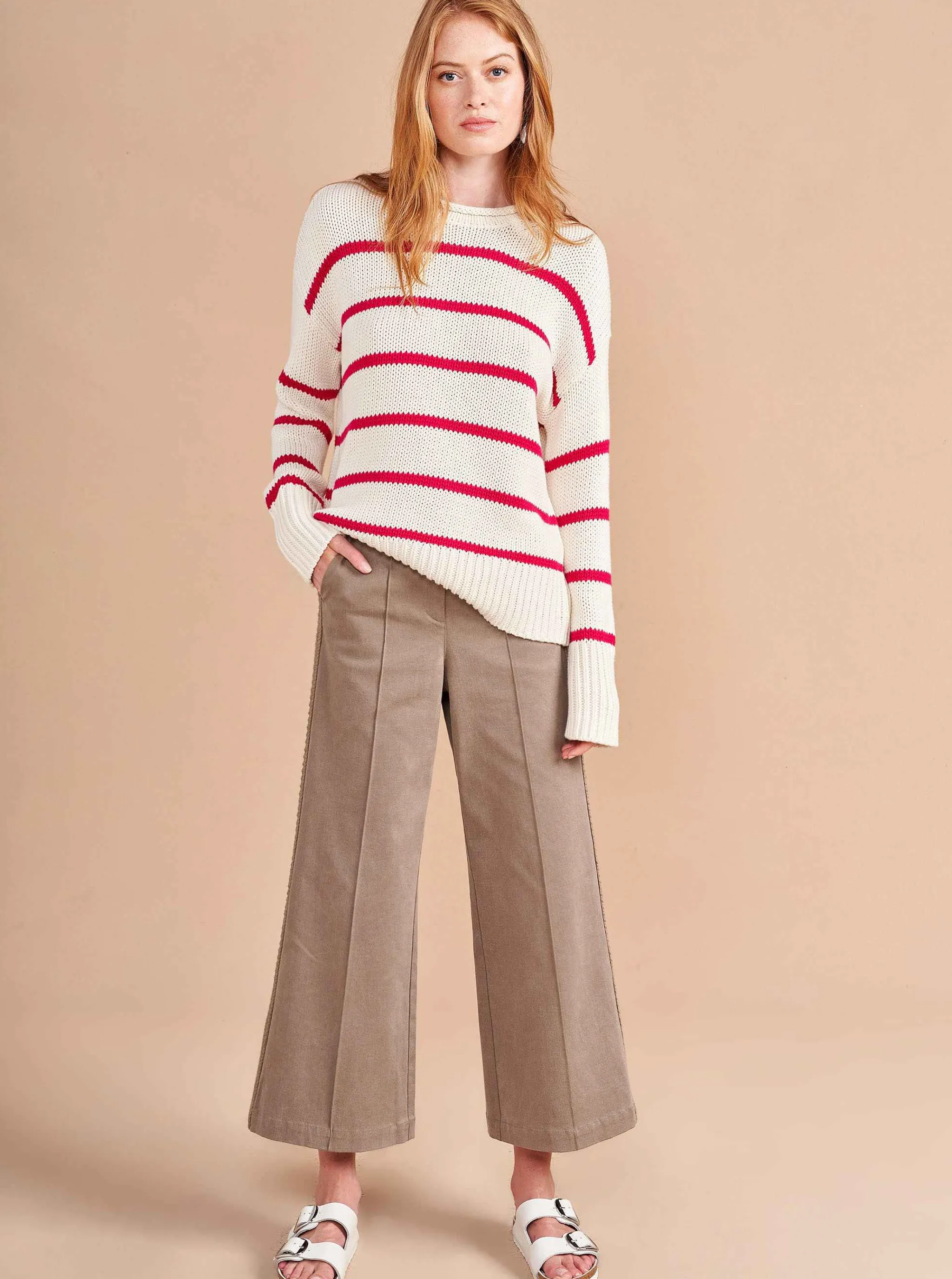 La Ligne Sweaters*Marina Sweater Cream/Raspberry