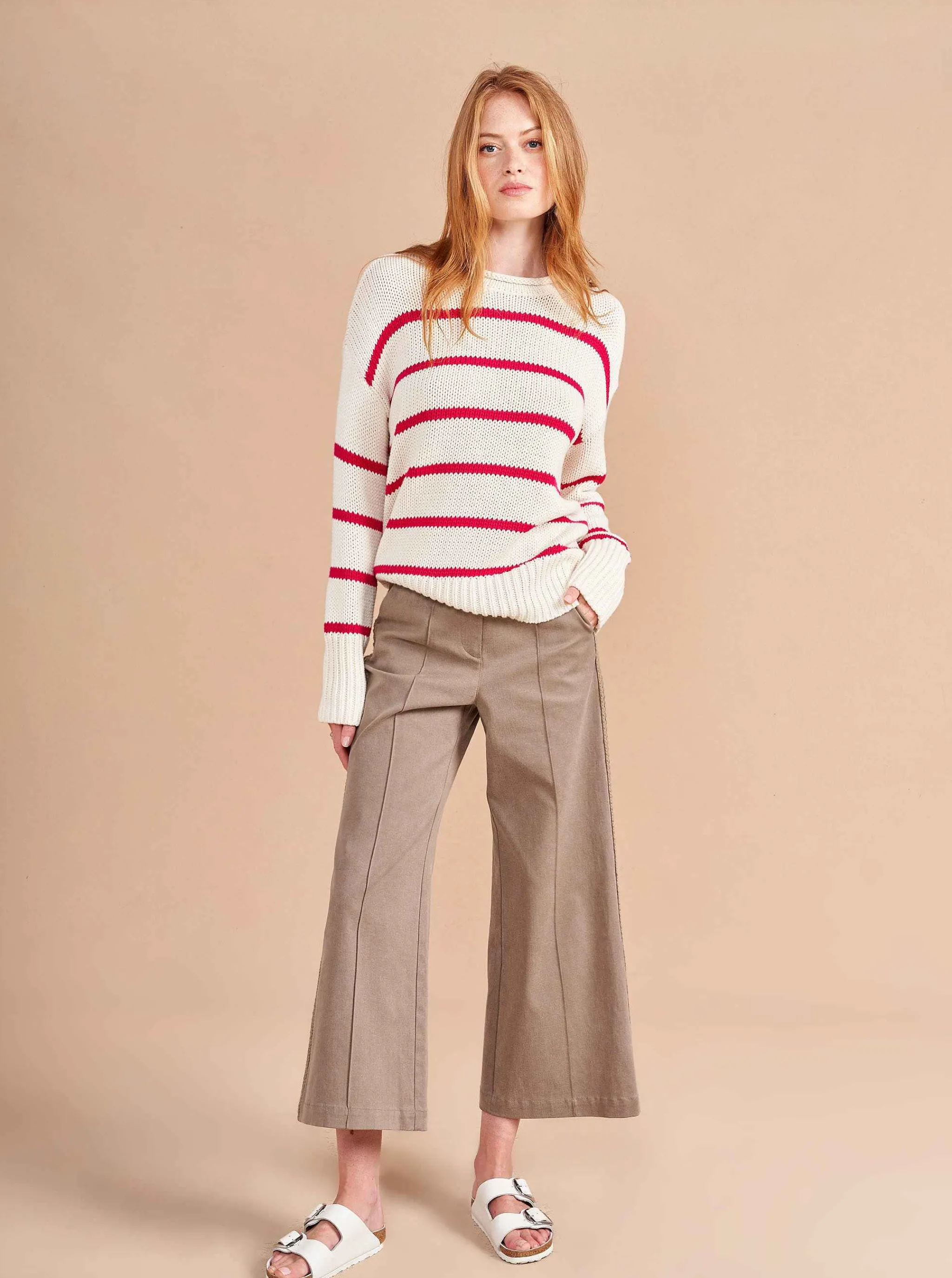 La Ligne Sweaters*Marina Sweater Cream/Raspberry